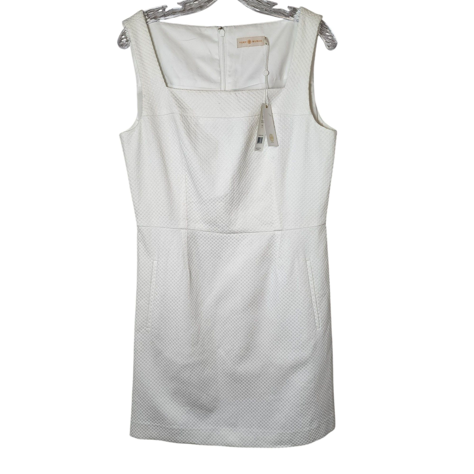Tory Burch White Textured NWT Cotton Blend Sheath Dress Size XL / US 12-14 / IT 48-50 - 2 Thumbnail