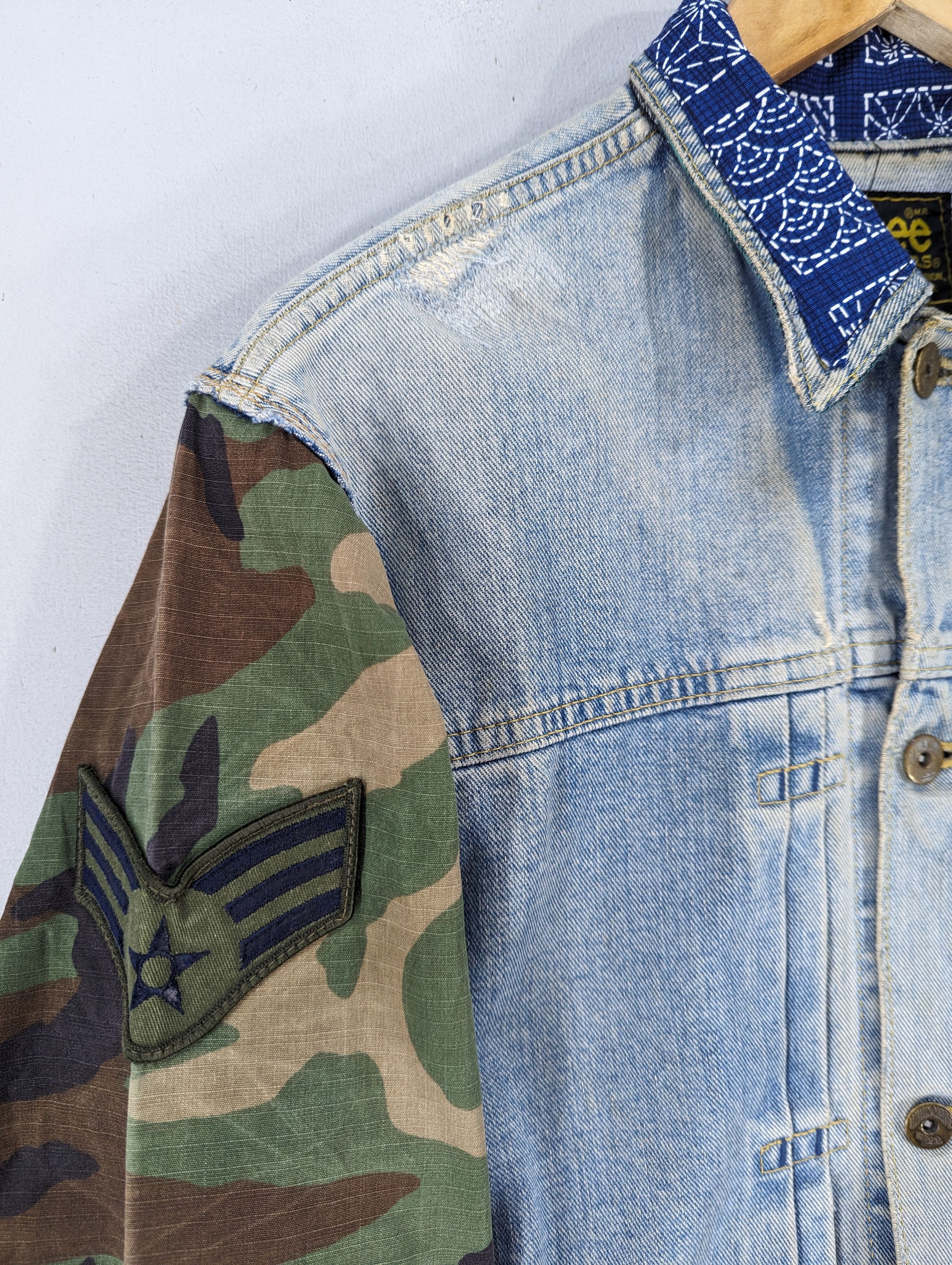 Lee 🔥1 Of 1 Custom Lee X Army Sleeve Denim Jacket Distressed Size US M / EU 48-50 / 2 - 11 Thumbnail