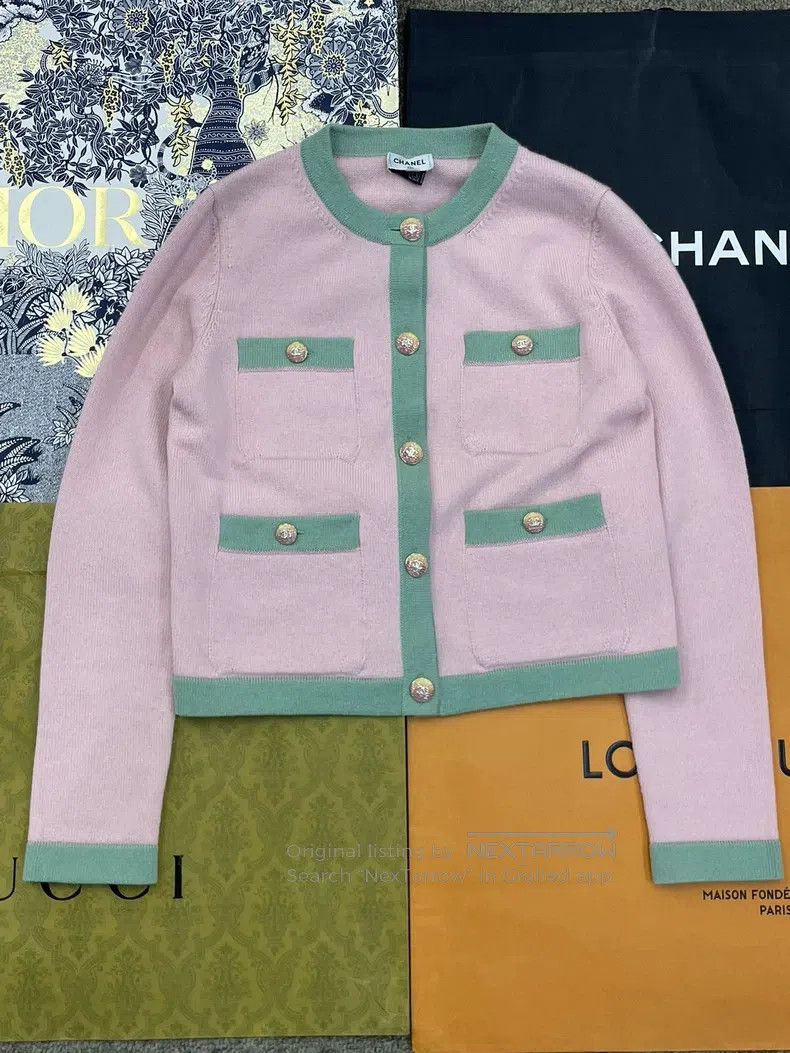 Chanel Chanel 24C pink and green diamond buckle four-pocket knitt Size XXS / US 00 / IT 34 - 1 Thumbnail