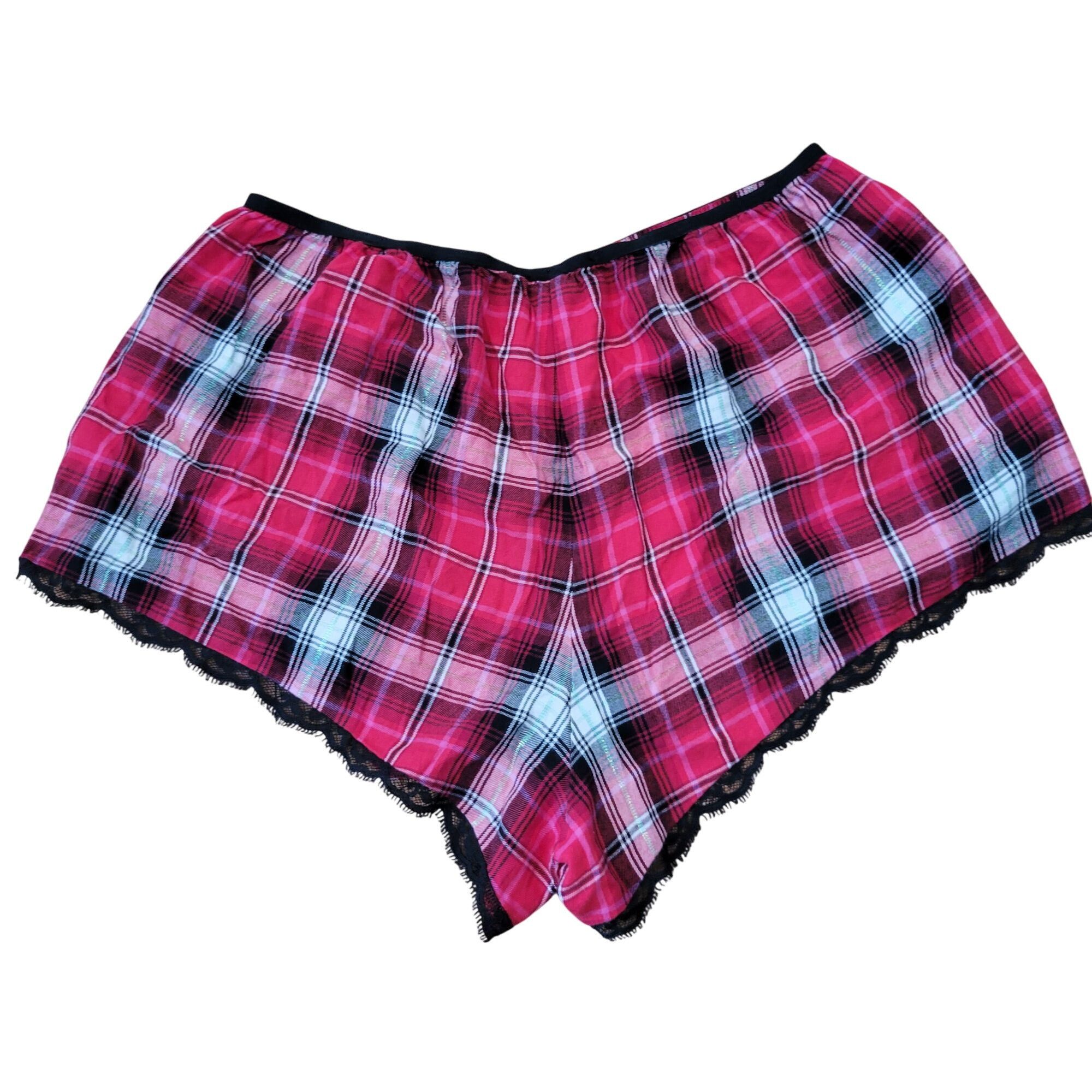 Victoria's Secret Victorias Secret L Red Plaid 2 Piece Pajama Set Lace Trim Sh Size L / US 10 / IT 46 - 6 Thumbnail