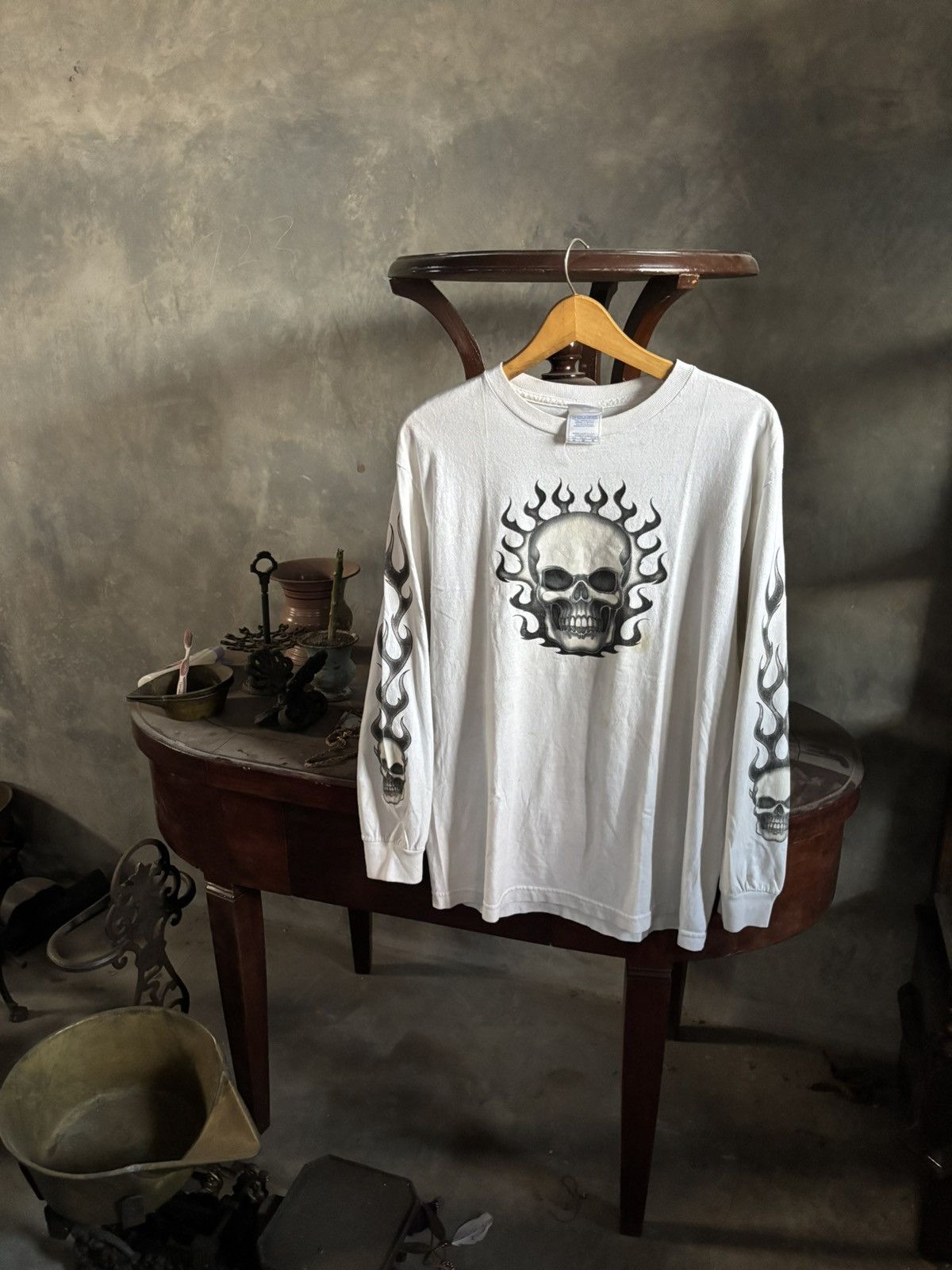 Vintage Crazy Vintage Tee Skull Y2k Longslvee White WCC💀 Size US M / EU 48-50 / 2 - 5 Thumbnail
