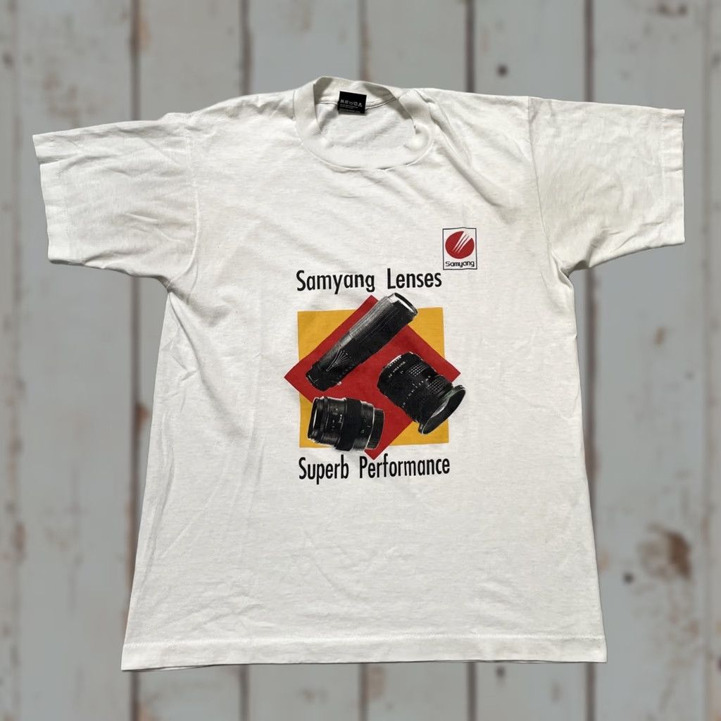 Vintage Vintage Samyang Camera Lens Advertising Photo Promo T-Shirt Made In USA L Unisex White 80s USA Photography Cameraman Film Shirt Size US L / EU 52-54 / 3 - 1 Thumbnail