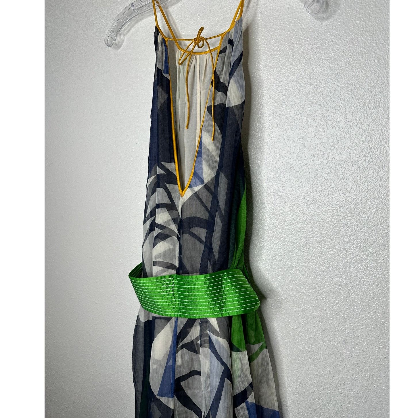 Other Catherine Malandrino Blue Green Cream Silk Tie Dress 6 Size M / US 6-8 / IT 42-44 - 7 Thumbnail