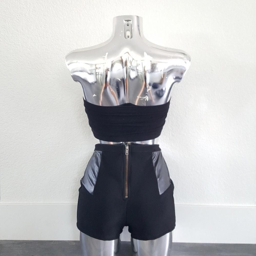 Designer Black Faux Leather Detailed NG Short Size 28" / US 6 / IT 42 - 2 Thumbnail