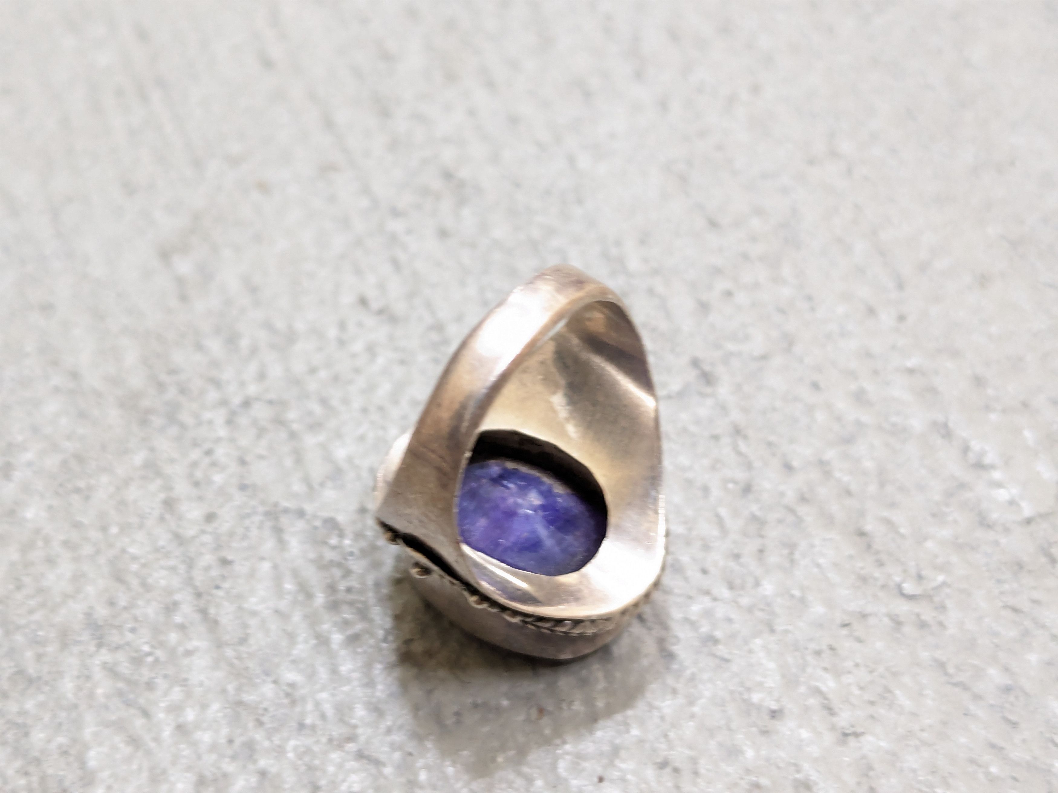 Jewelry Vintage Sterling Silver Ring Blue Quartz 7 Native Tribal Size ONE SIZE - 6 Thumbnail