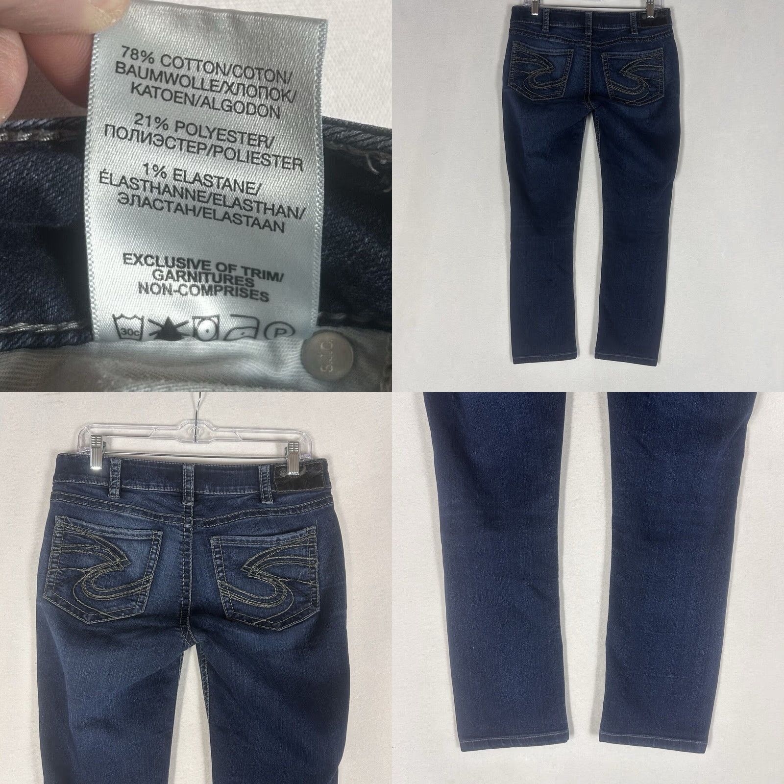 Silver Jeans Co. Silver Jeans Womens Jeans Skinny 30 26" Inseam Blue Denim Dark Wash Size 30" / US 8 / IT 44 - 8 Thumbnail