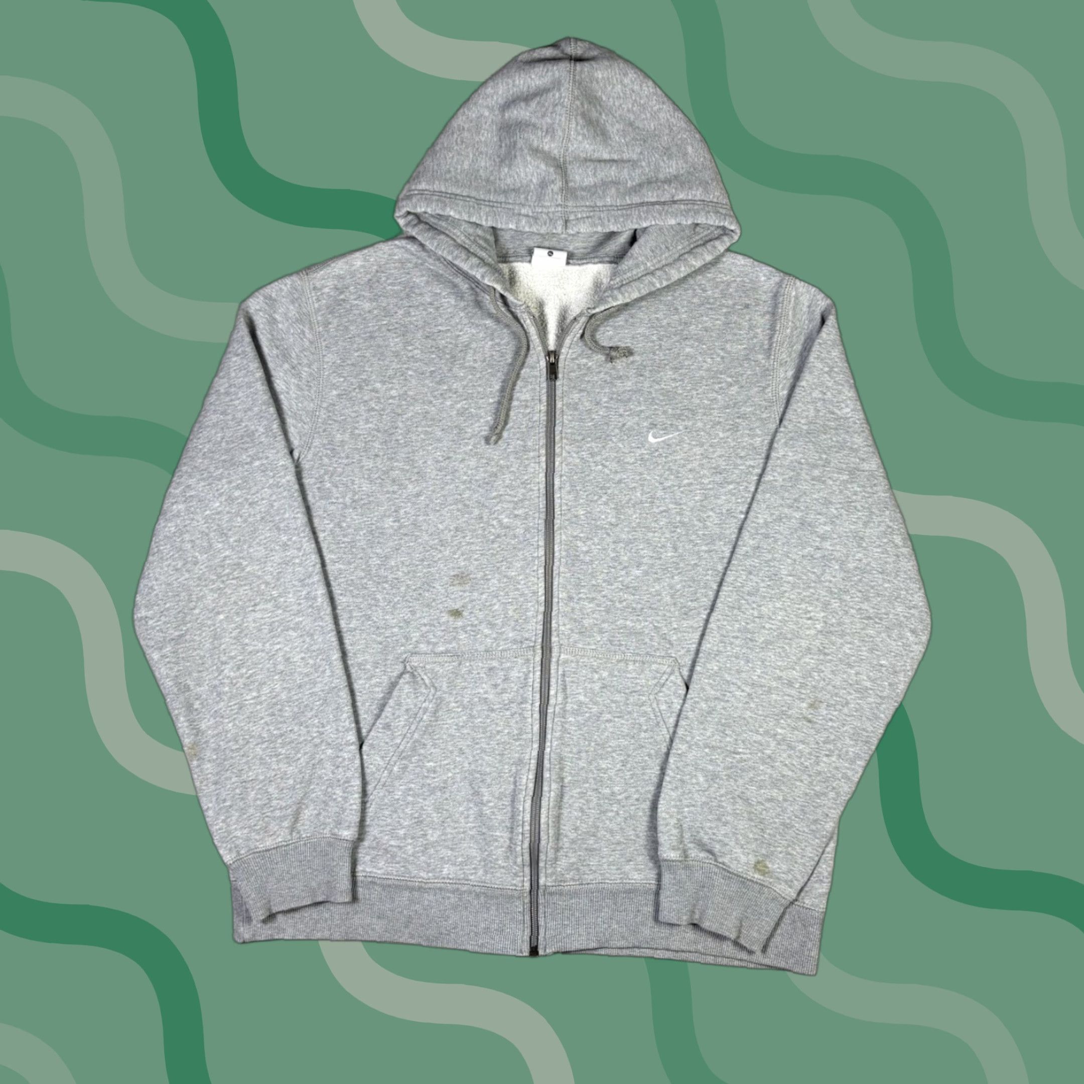 Nike VINTAGE Nike Hoodie Full Zip Gray Embroidered Swoosh Adult XL 2000s Grunge Skate Men's Regular Cotton Fleece Hooded Size US XL / EU 56 / 4 - 1 Thumbnail