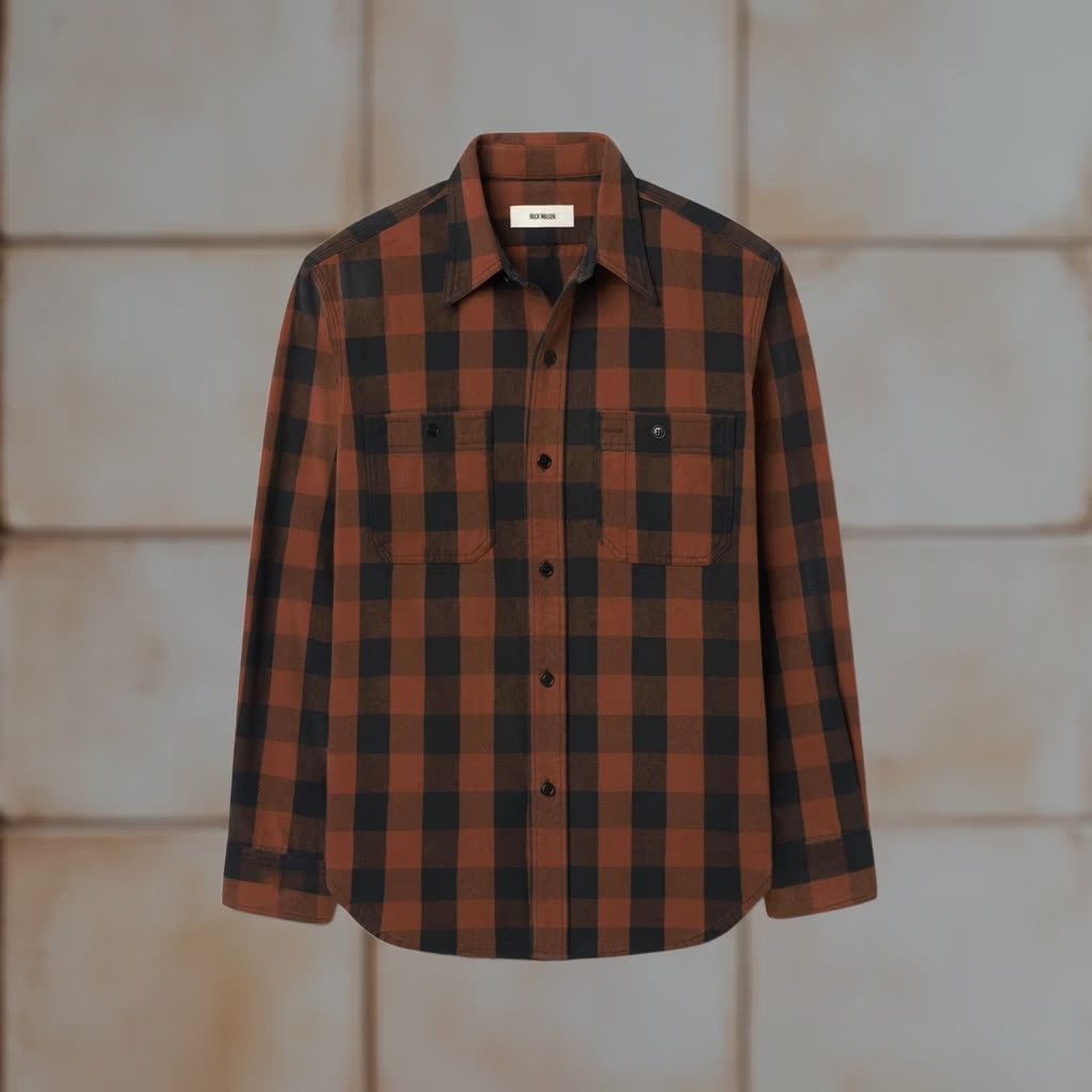 Buck Mason Craftsman 2 Pocket Flannel Shirt M Sequioa Plaid Mens Cotton 270 Gsm Button-Up Long Sleeve X-Large, Men's
