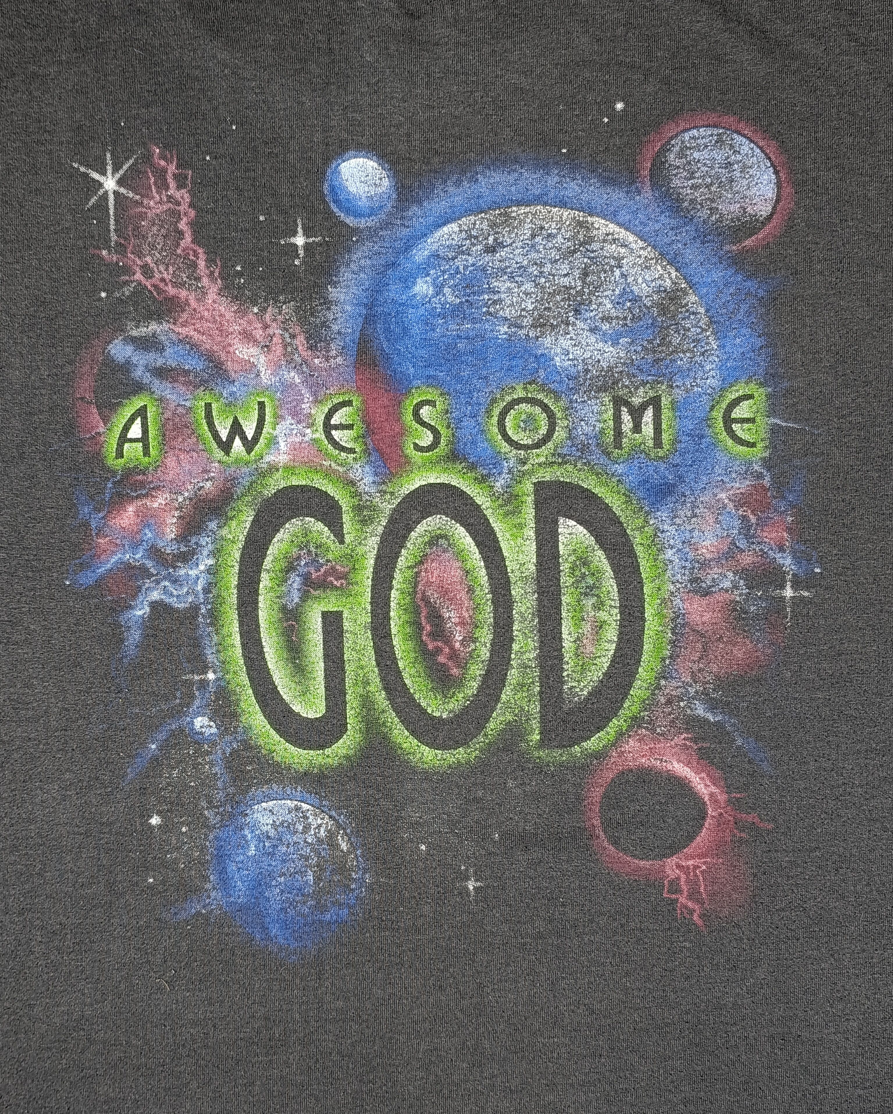 Vintage Vintage Awesome God Outer Space Jesus Faded Black T-shirt Size US XL / EU 56 / 4 - 5 Thumbnail