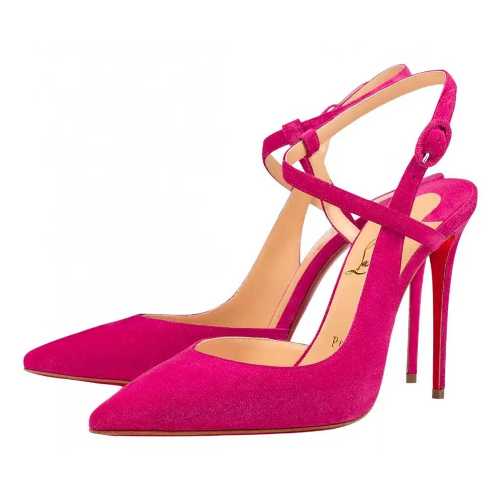 Christian Louboutin Jenlove 100 Grenat Pink Ankle Strap Pointed Heel Pump 40 Size US 10 / IT 40 - 1 Thumbnail