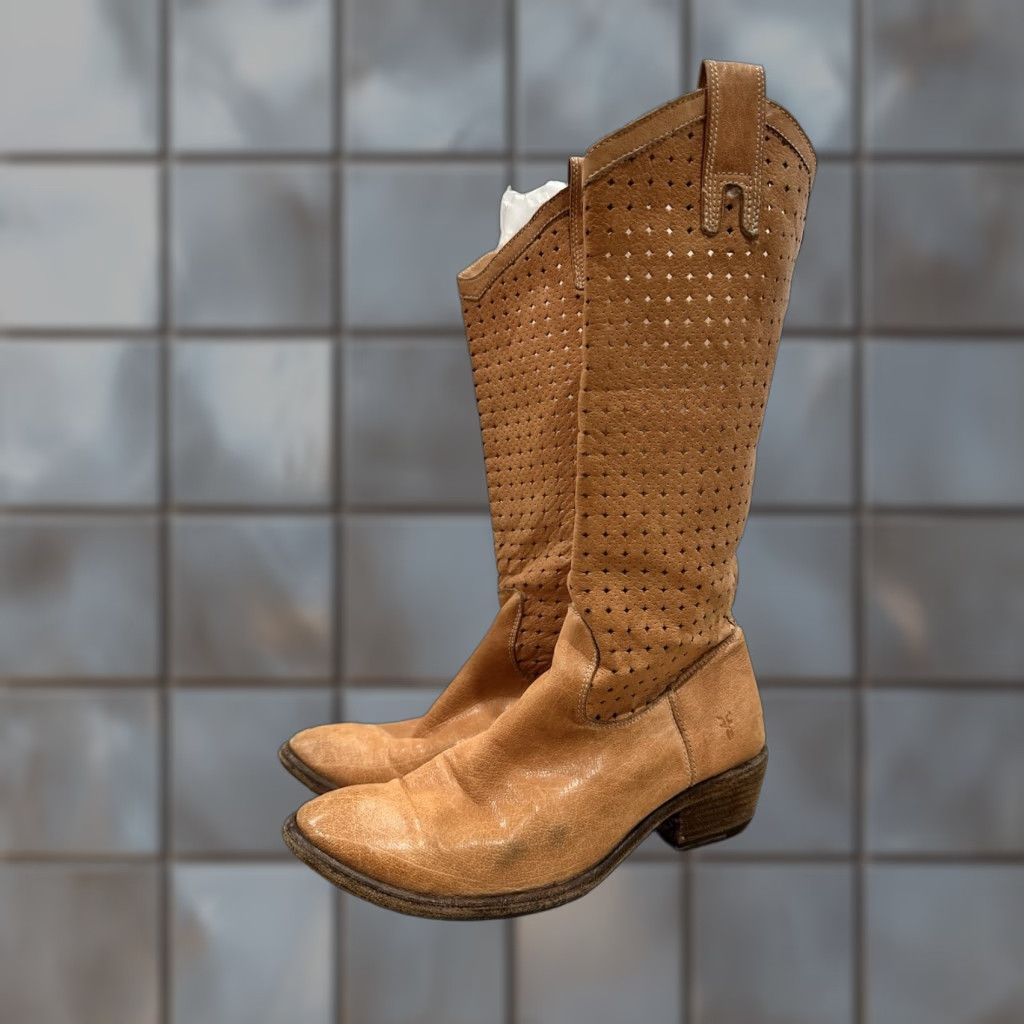 Frye Frye Women's Boots Western Pull On Leather 7.5B Brown Knee High Leather Lining Bohemian Vintage No Size US 8 / IT 38 - 1 Thumbnail