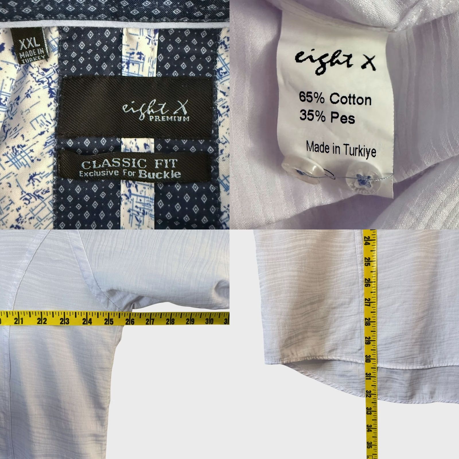 Eight X Buckle Eight X Hidden Button Down Long-Sleeve Shirt White Men XXL Classic-Fit Size US XXL / EU 58 / 5 - 8 Thumbnail