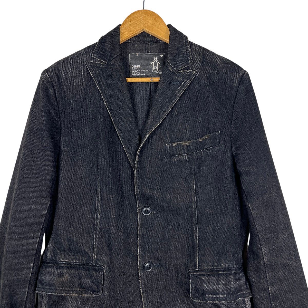 Japanese Brand 🔥 Trans Continents Black Dyed Denim Blazer Jacket Size US S / EU 44-46 / 1 - 3 Thumbnail