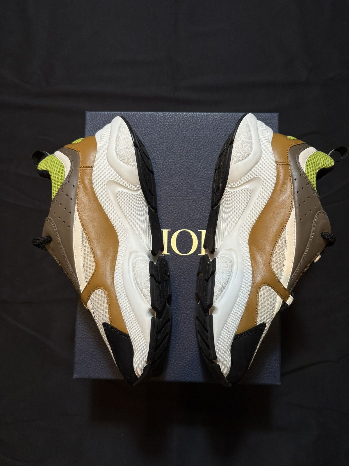 Dior Dior B22 Brown Lime Green Sneakers - Size 42 Size US 9 / EU 42 - 2 Thumbnail