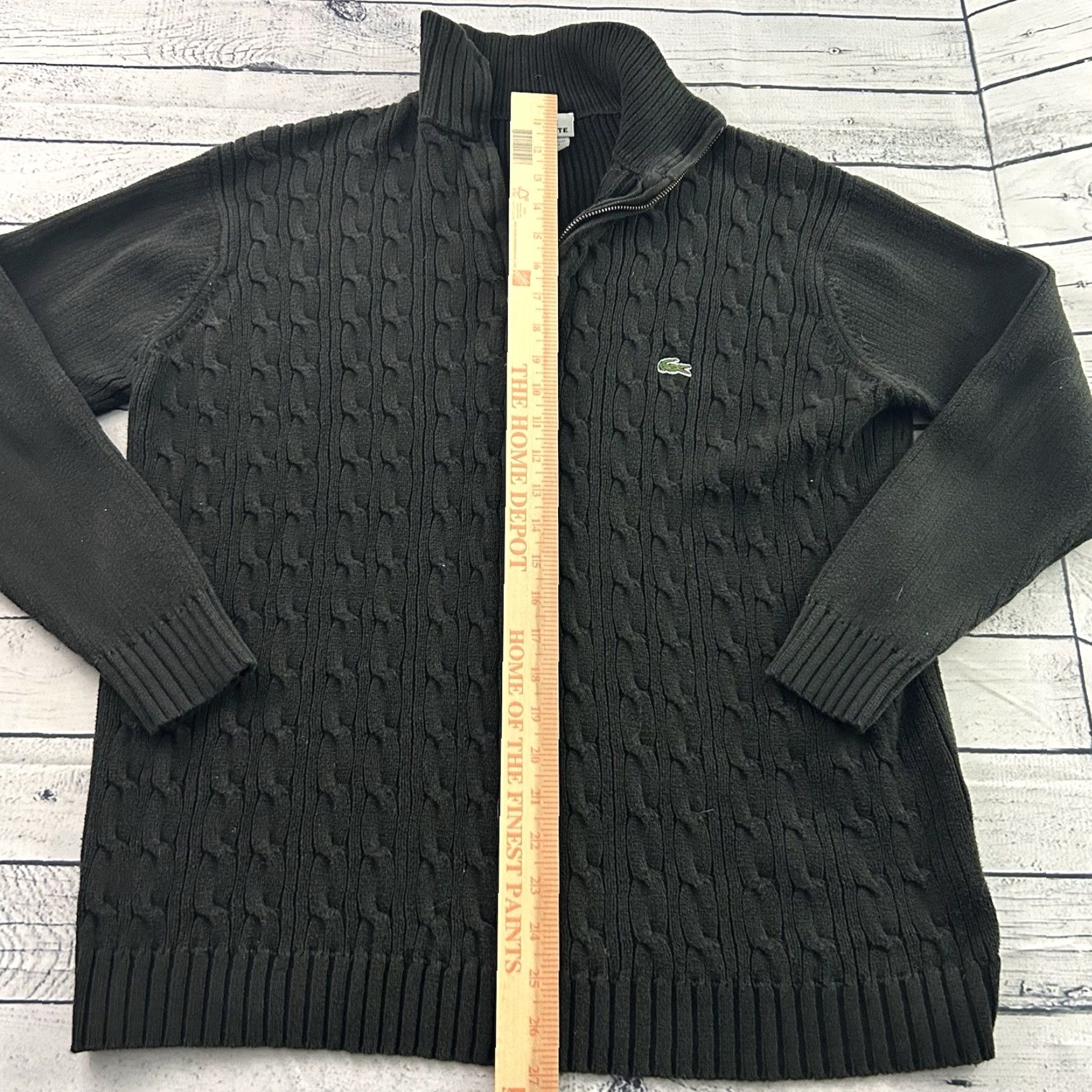 Lacoste Lacoste 1/4 Zip Pullover Cableknit Sweater Men Black 6 Adult Medium? Size US S / EU 44-46 / 1 - 4 Thumbnail