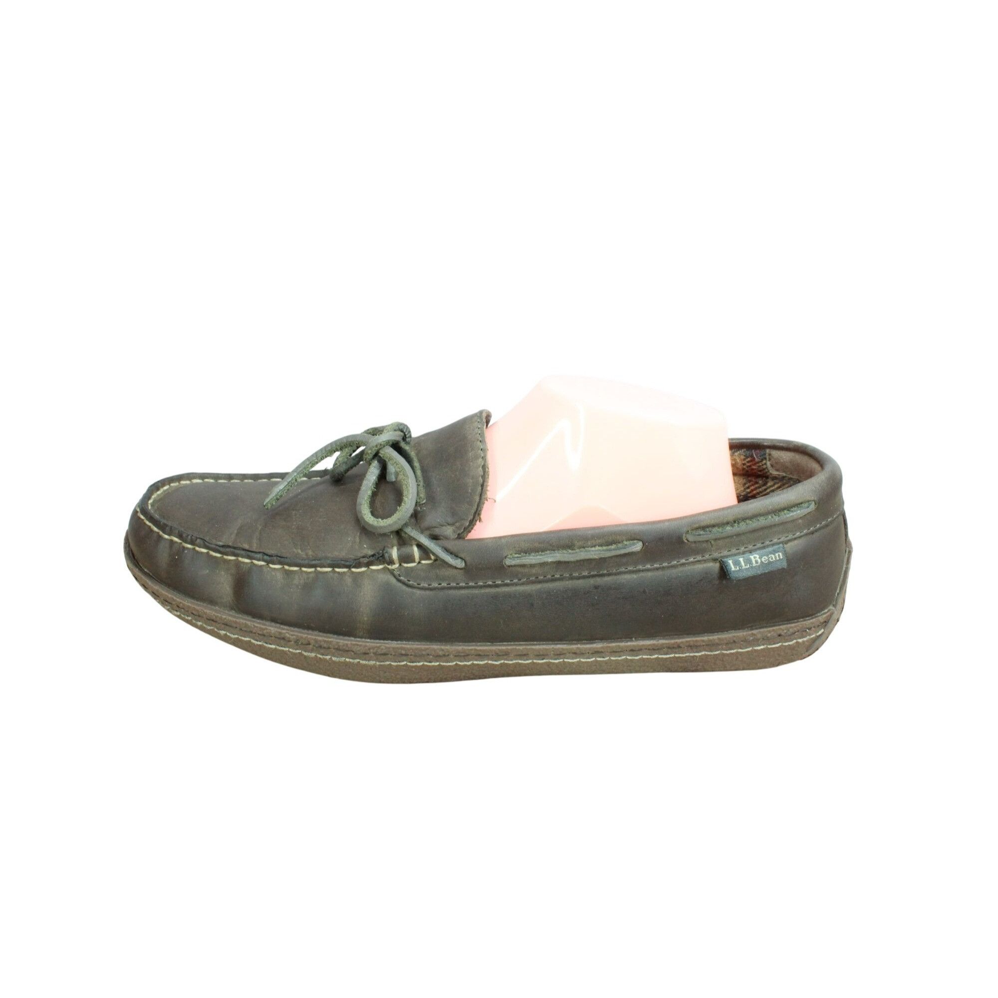 L.L. Bean × Leather LL Bean Leather Flannel Lined Handsewn Moccasin Slippers Size US 10 / EU 43 - 1 Thumbnail