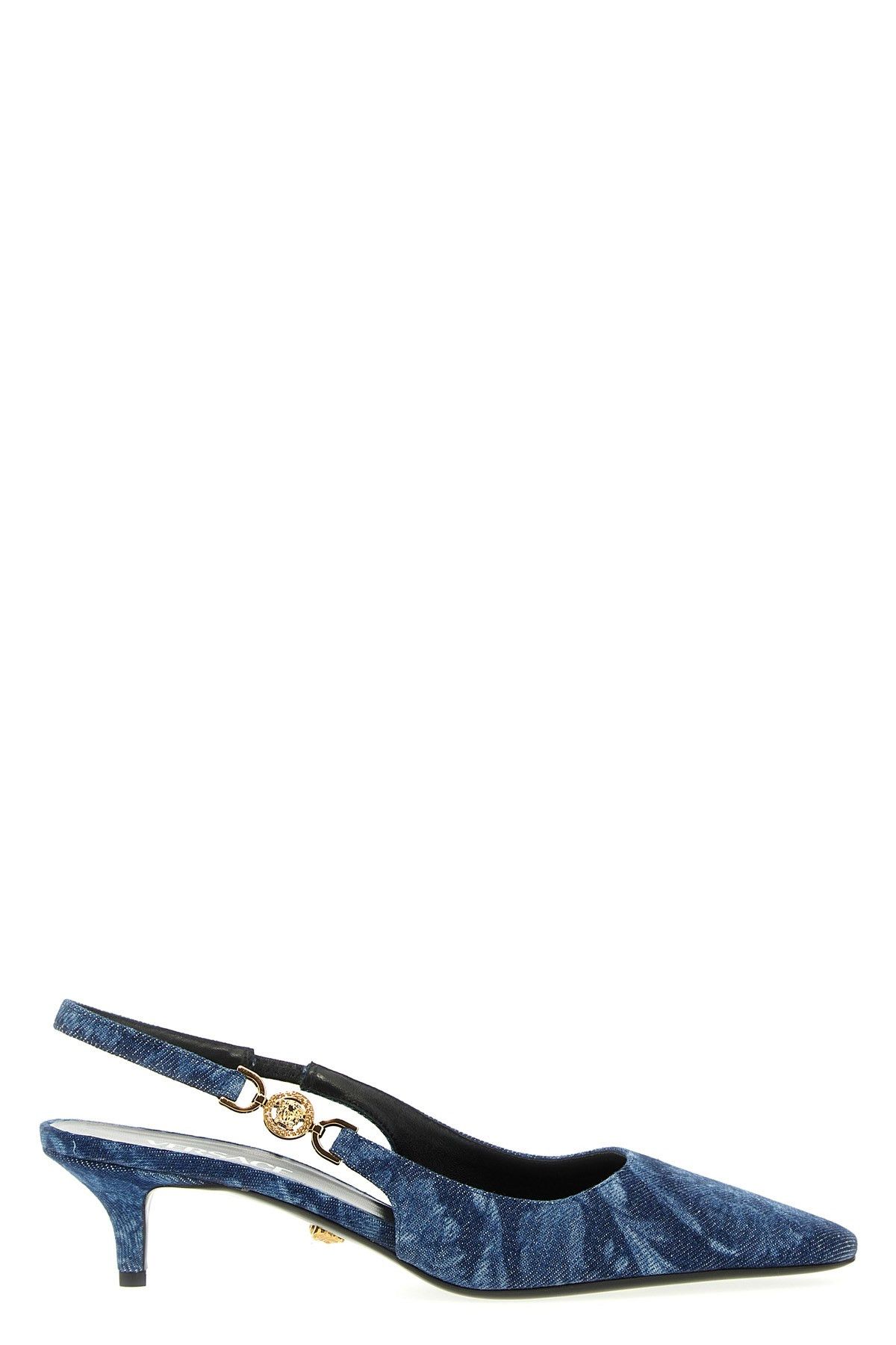 image of Versace 'barocco' Pumps Shoes in Blue, Women's (Size 8)