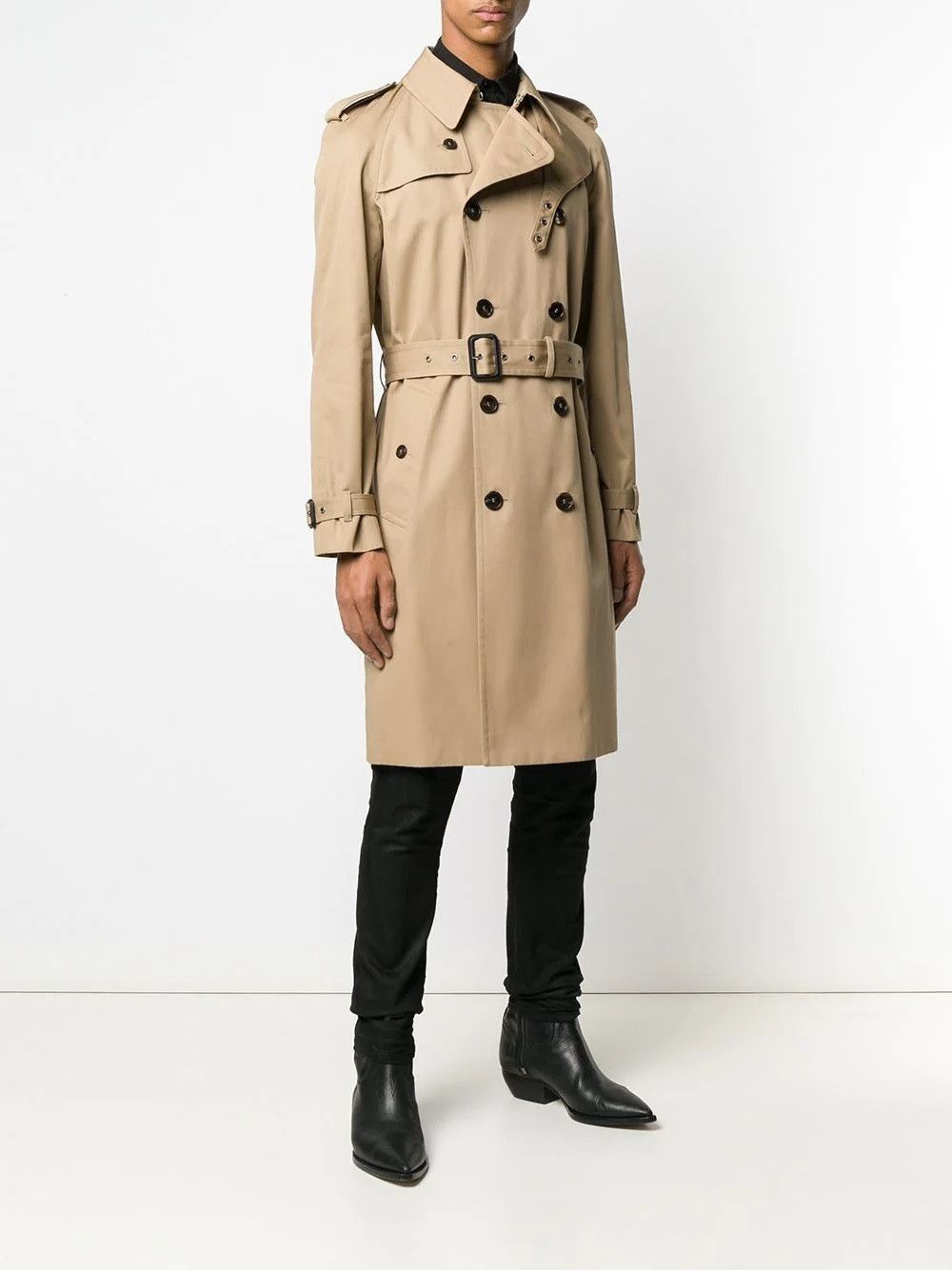 Saint Laurent Paris o1s1wg110125 337872 Trench Coat in Gabardine in Beige Size US S / EU 44-46 / 1 - 5 Thumbnail