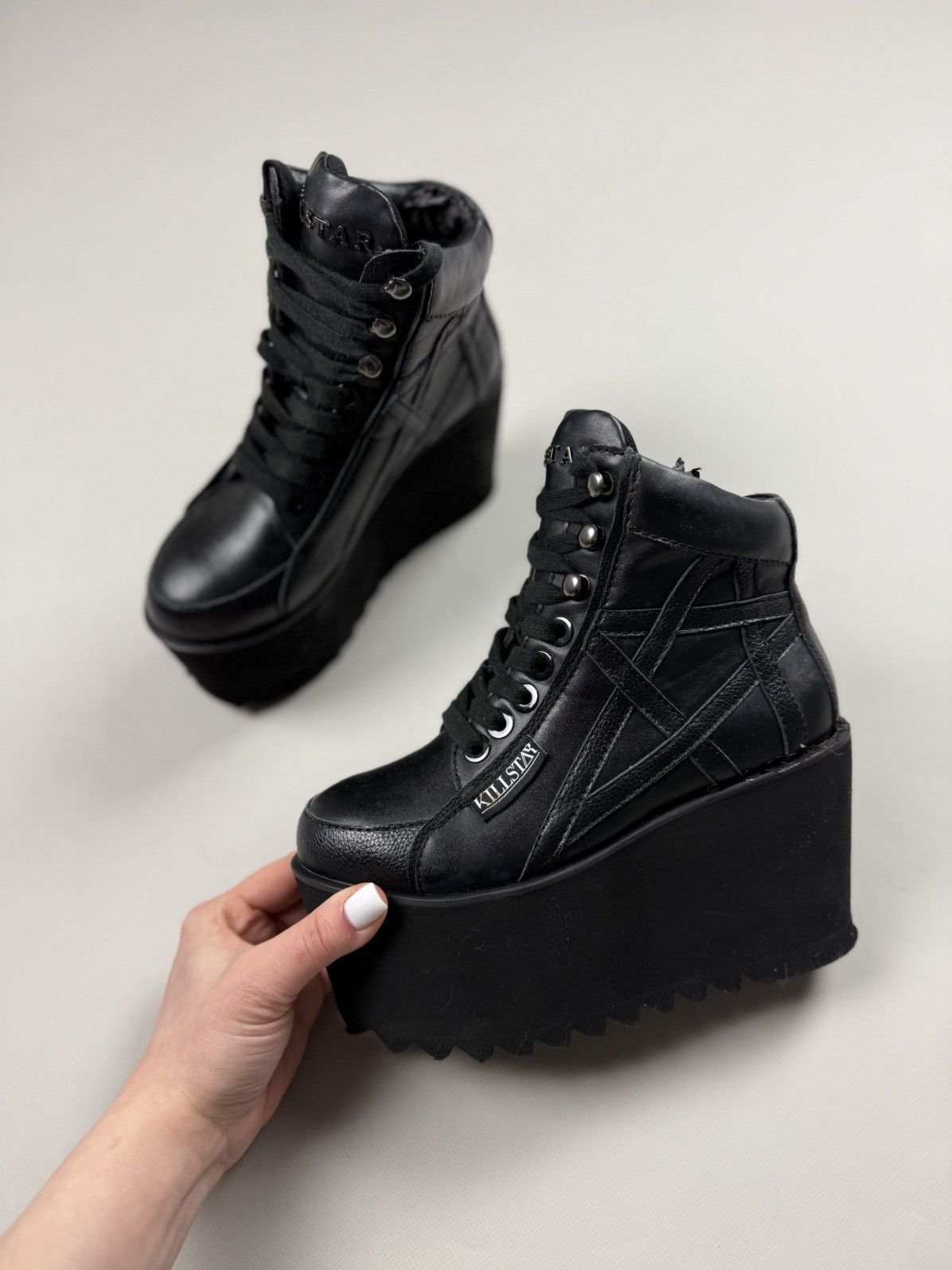 Killstar Killstar Ladies Gothic Platform PVC Sneakers Shoes Boots Size US 5 / IT 35 - 12 Thumbnail