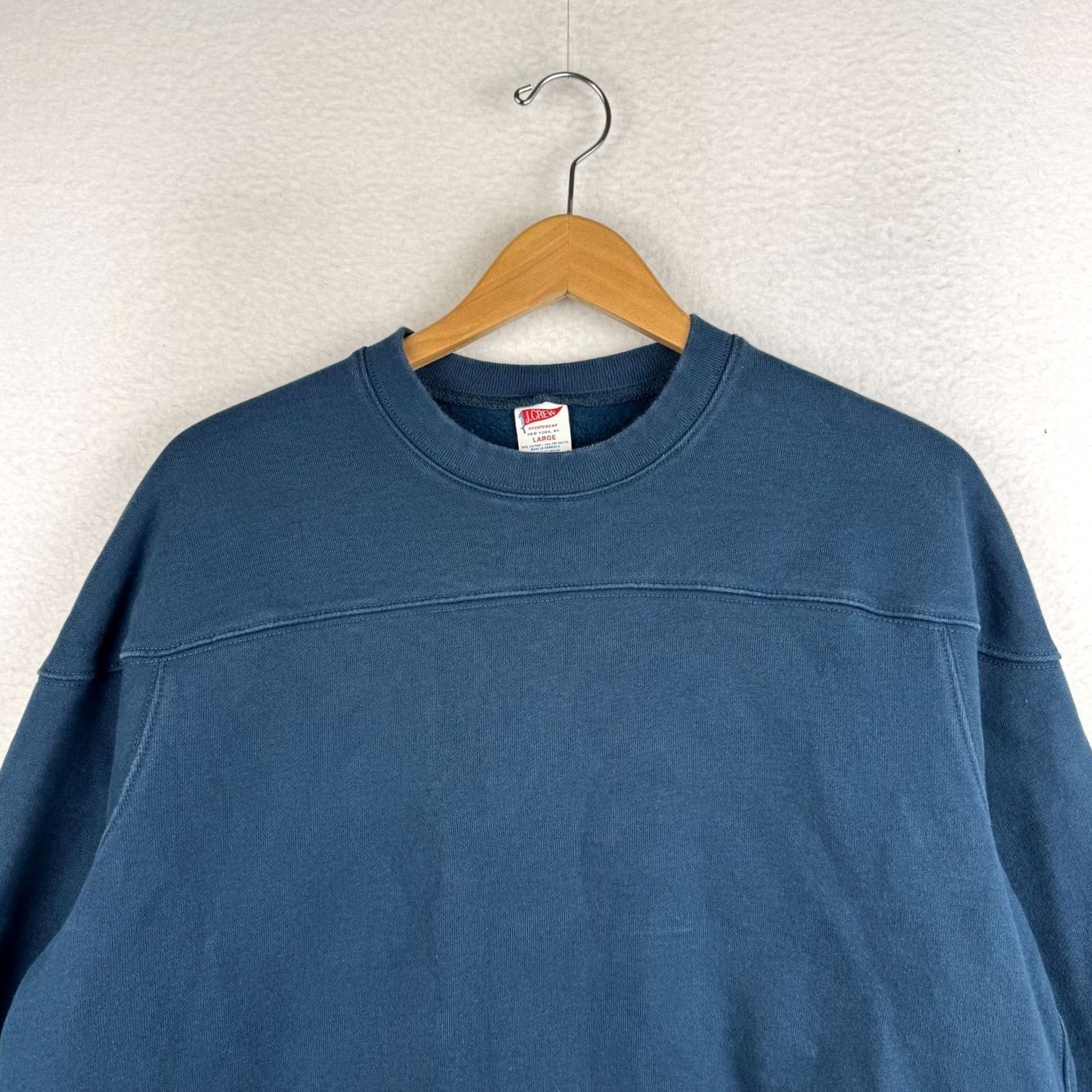 J.Crew VINTAGE J.CREW Sweatshirt Mens Large Blue Crew Neck Fleece Pullover with Pockets Jacket/Coat? Size US L / EU 52-54 / 3 - 4 Thumbnail