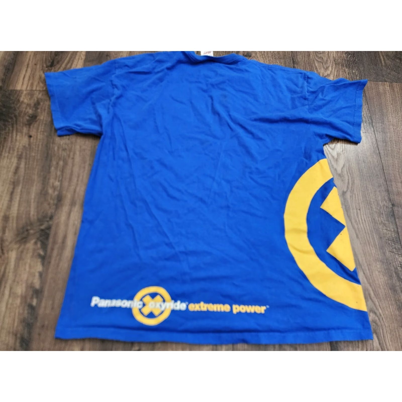 Fruit Of The Loom Vintage Panasonic Oxyride Battery Promo T-Shirt Men XL Blue 90s Retro Short Sleeve Cotton Size US XL / EU 56 / 4 - 2 Thumbnail