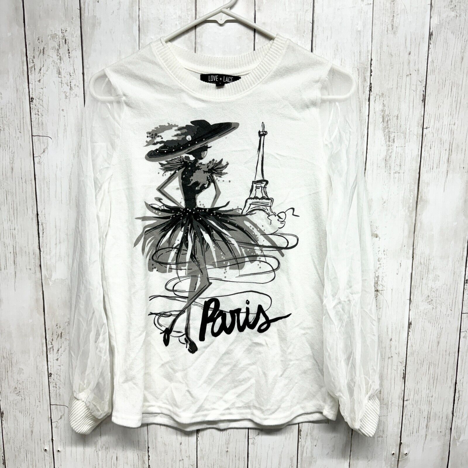 Other Love + Lace Sweater Small Lovely Paris Sequin Eiffel Tower Size S / US 4 / IT 40 - 1 Thumbnail