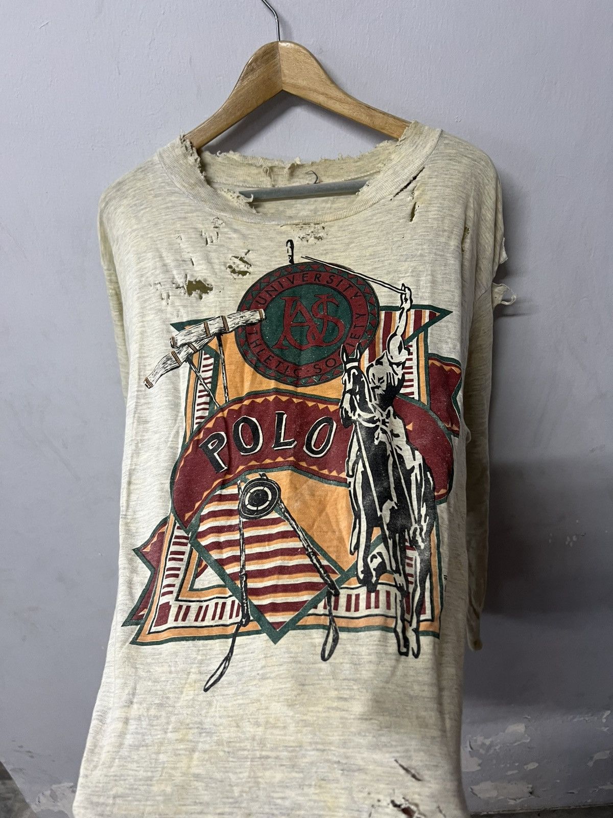 Polo Ralph Lauren × Vintage THRASHED FADED UNIVERSITY THLETIC SOCIETY ERD GRUNGE Size US L / EU 52-54 / 3 - 14 Thumbnail