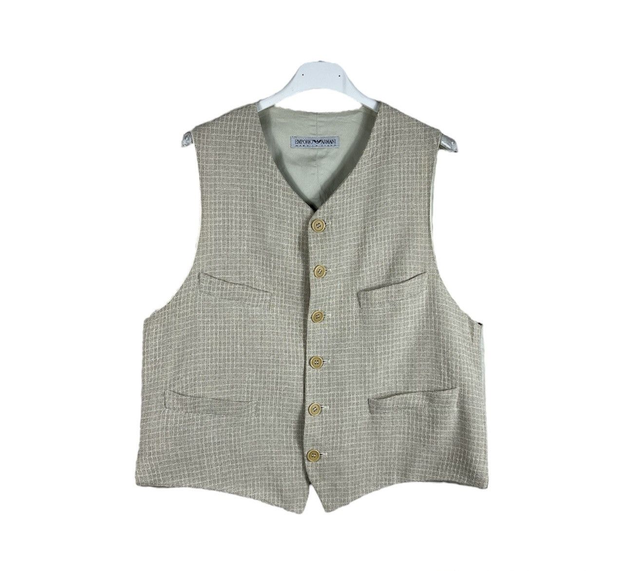 Emporio Armani Vintage 90s Emporio Armani archival linen suit vest Size 48R - 1 Thumbnail