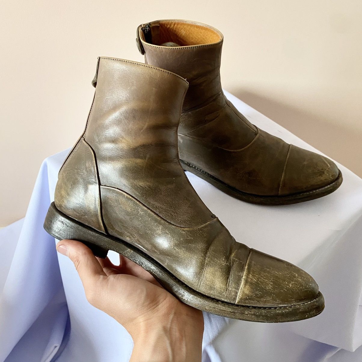 Japanese Brand RARE Alberto Fasciani Leather Distressed Boots Guidi Style Size US 8.5 / IT 38.5 - 6 Thumbnail