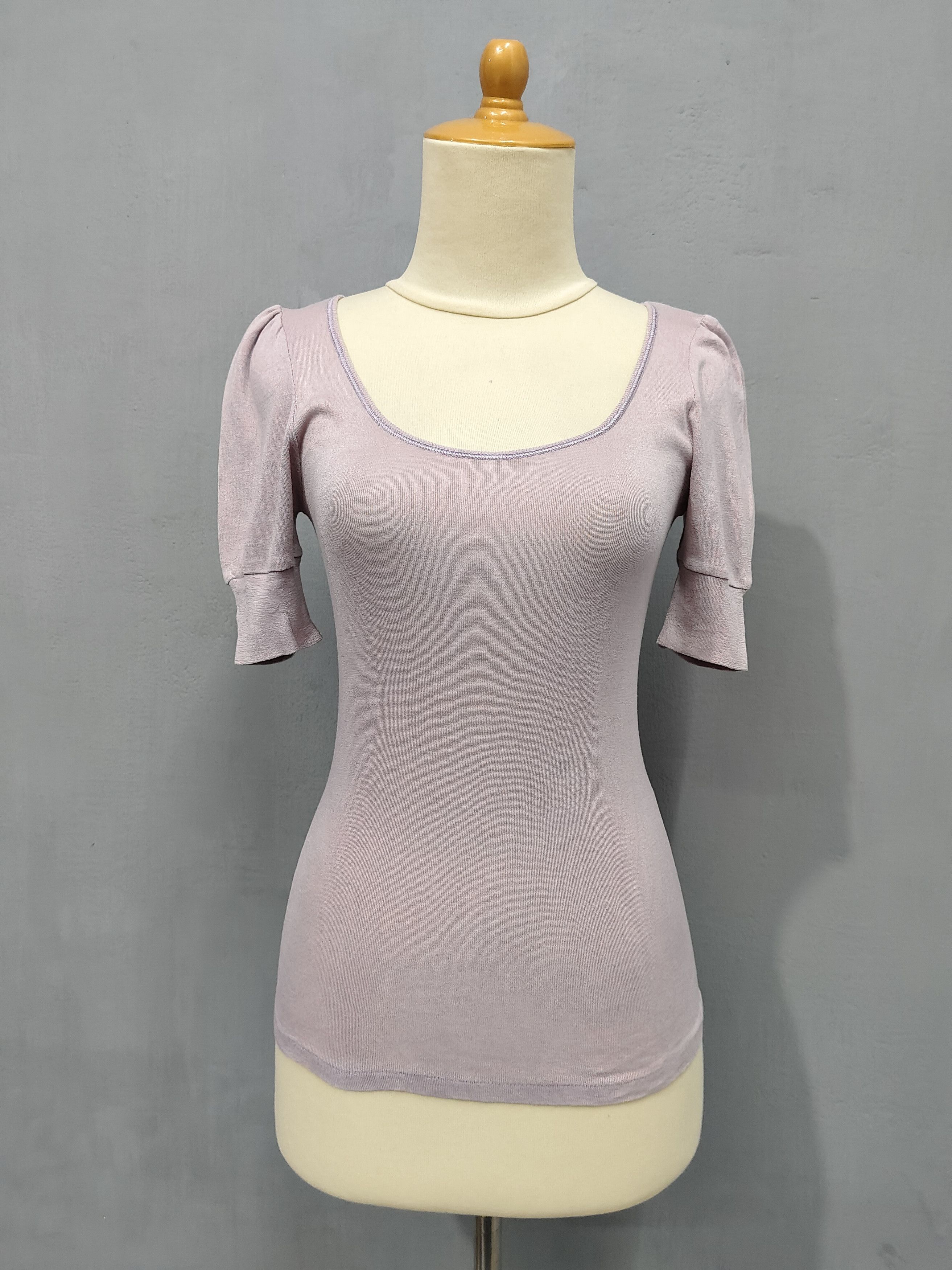 Vanessa Bruno 2000s Vanessa Bruno🇫🇷 Soft Lavender Puff Sleeve Knit Top Size S / US 4 / IT 40 - 2 Thumbnail