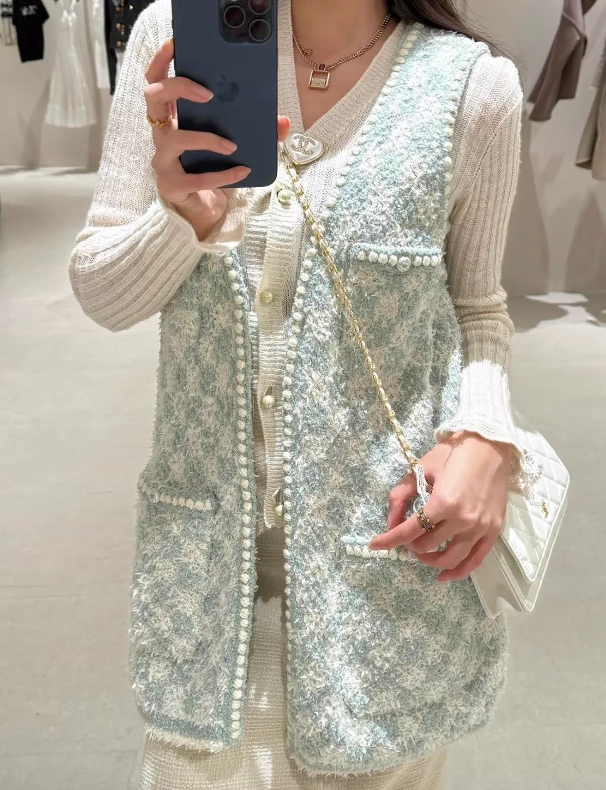 Chanel Chanel 23S Mint Tweed Check 4-Pocket Vest Women's 34 Size XS / US 0-2 / IT 36-38 - 5 Thumbnail
