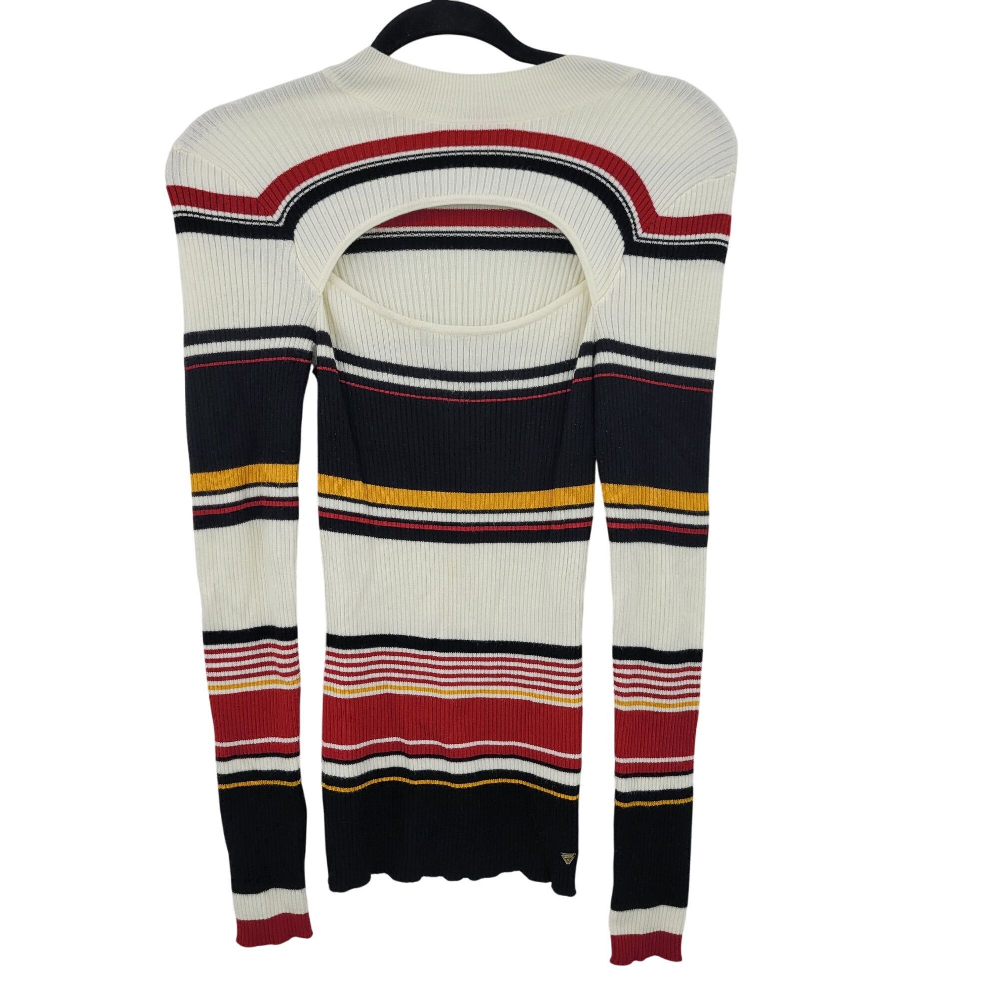 Guess Vtg 90s Guess Womens White Striped Ribbed Knit Sweater Sz M Size M / US 6-8 / IT 42-44 - 1 Thumbnail