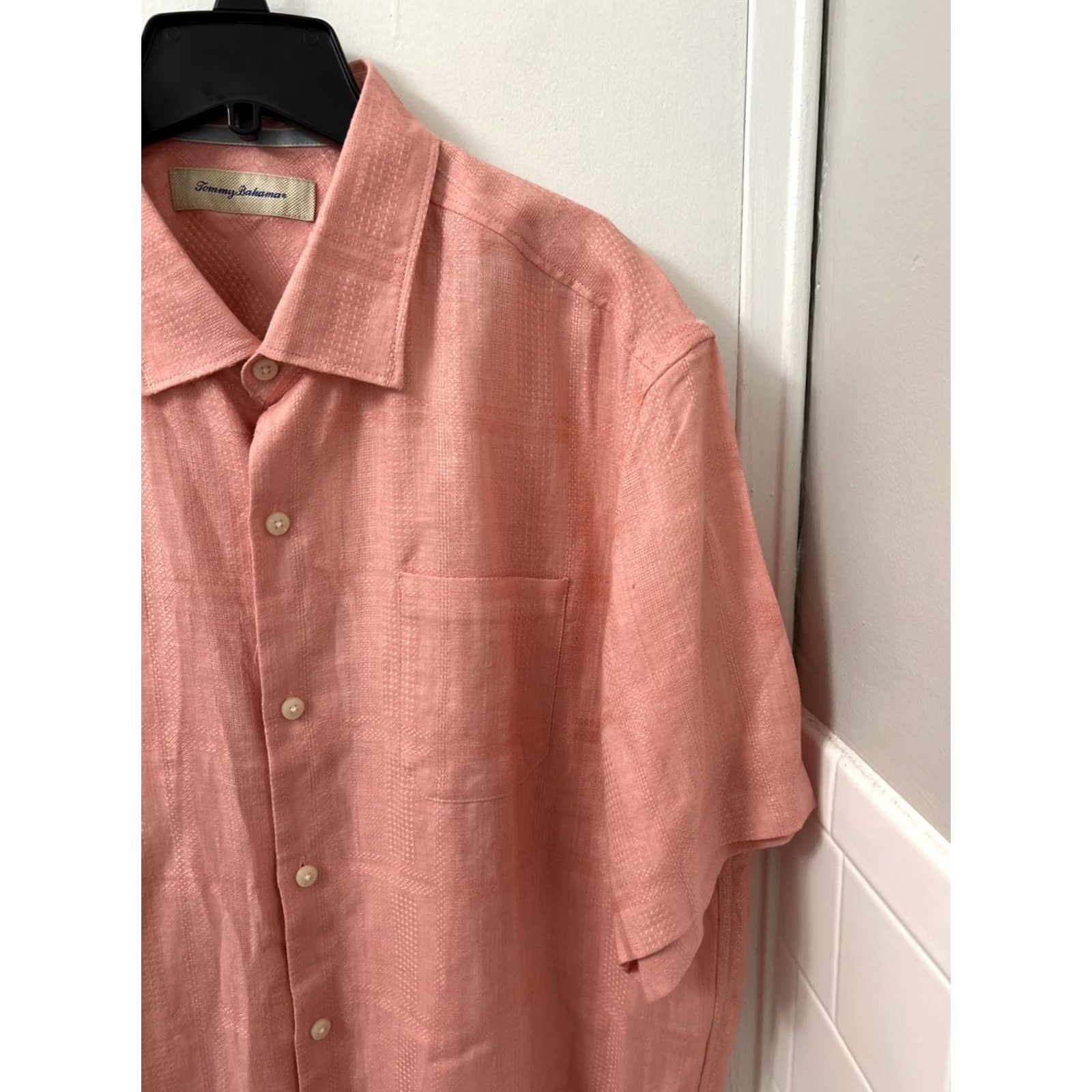 Tommy Bahama Tommy Bahama Shirt Mens XL Pink 100% Linen Plaid Button-Down Pocket Short Sleeve Size US XL / EU 56 / 4 - 7 Thumbnail