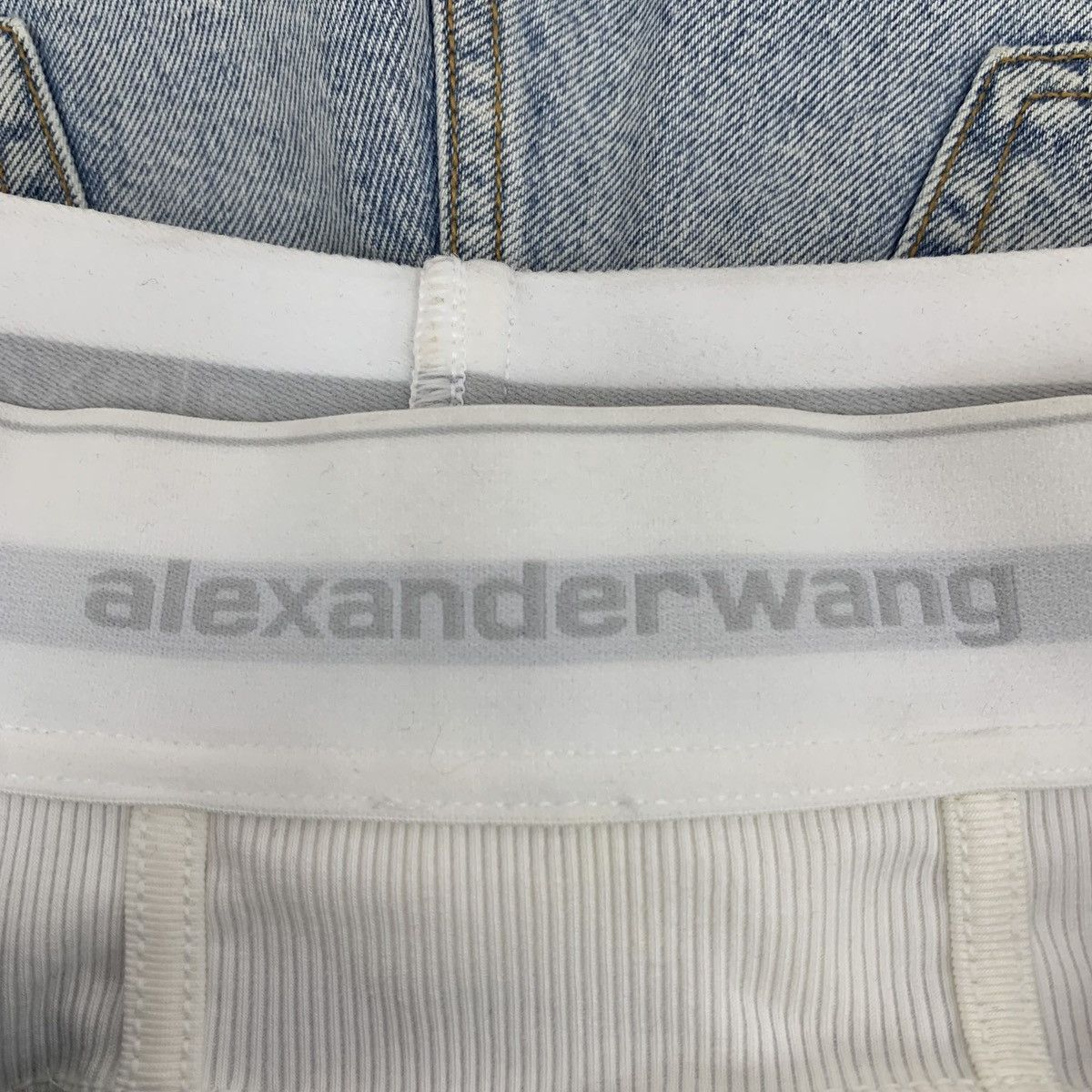 Alexander Wang Alexander Wang Fake Two-piece Low-rise Denim Shorts K26WX Size 24" / US 00 / IT 34 - 7 Thumbnail