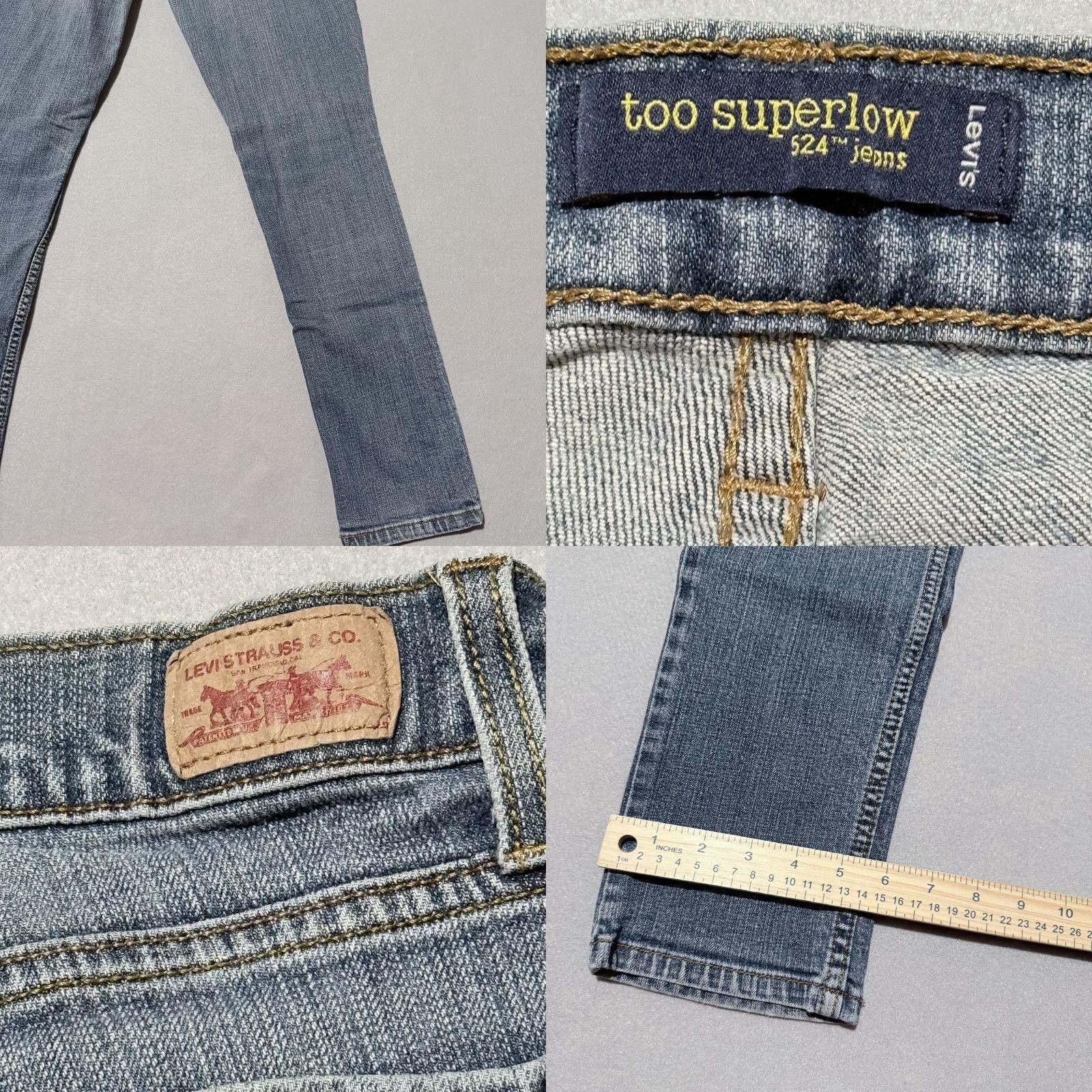 Levi's Levi's Too Superlow 524 Jeans Women 30X29 Blue Denim Stretch Slim Skinny City Retro Size 30" / US 8 / IT 44 - 8 Thumbnail