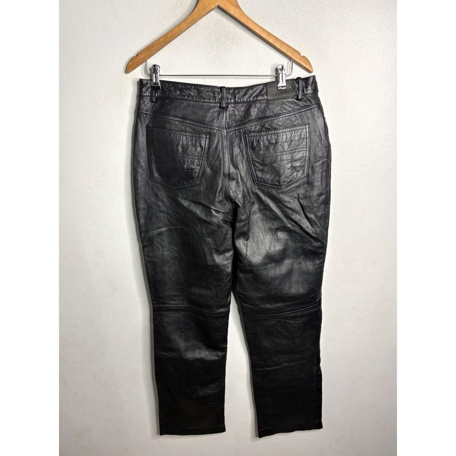 Tommy Hilfiger Tommy Hilfiger Pants Womens 14 Black Leather Straight Leg Dress Pockets Zip Size 36" / US 14 / IT 50 - 5 Thumbnail