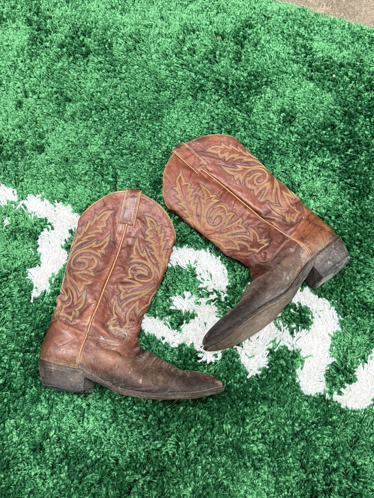 Cowboy Equipment Vintage Brown Leather Justin Cowboy Boots 10 Size US 10 / EU 43 - 2 Thumbnail