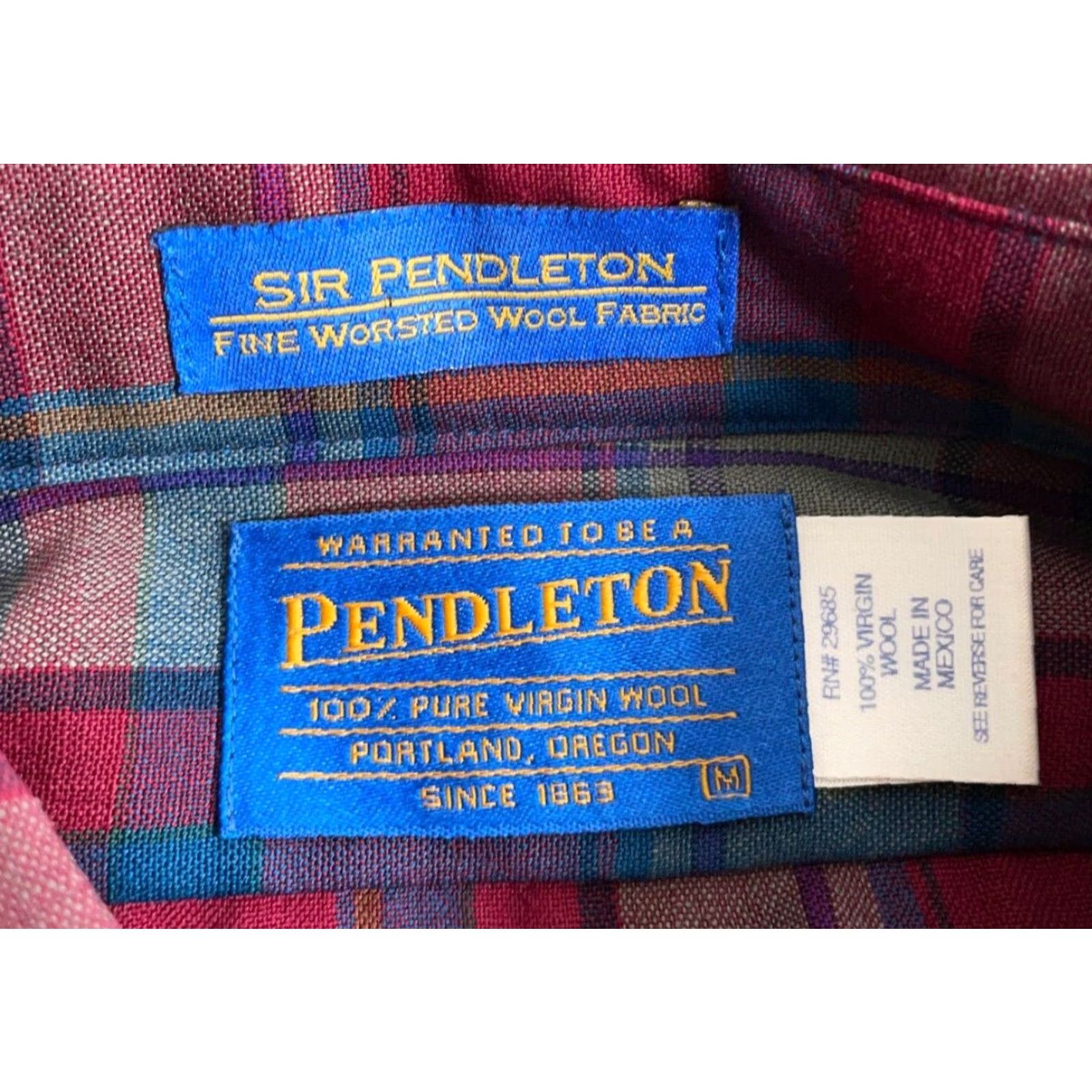 Pendleton VINTAGE Pendleton Shirt Men Medium Red Gray Plaid Wool Flannel Button-Up Collared long sleeve Casual Workwear Mens Regular Vintage Retro Size US M / EU 48-50 / 2 - 3 Thumbnail