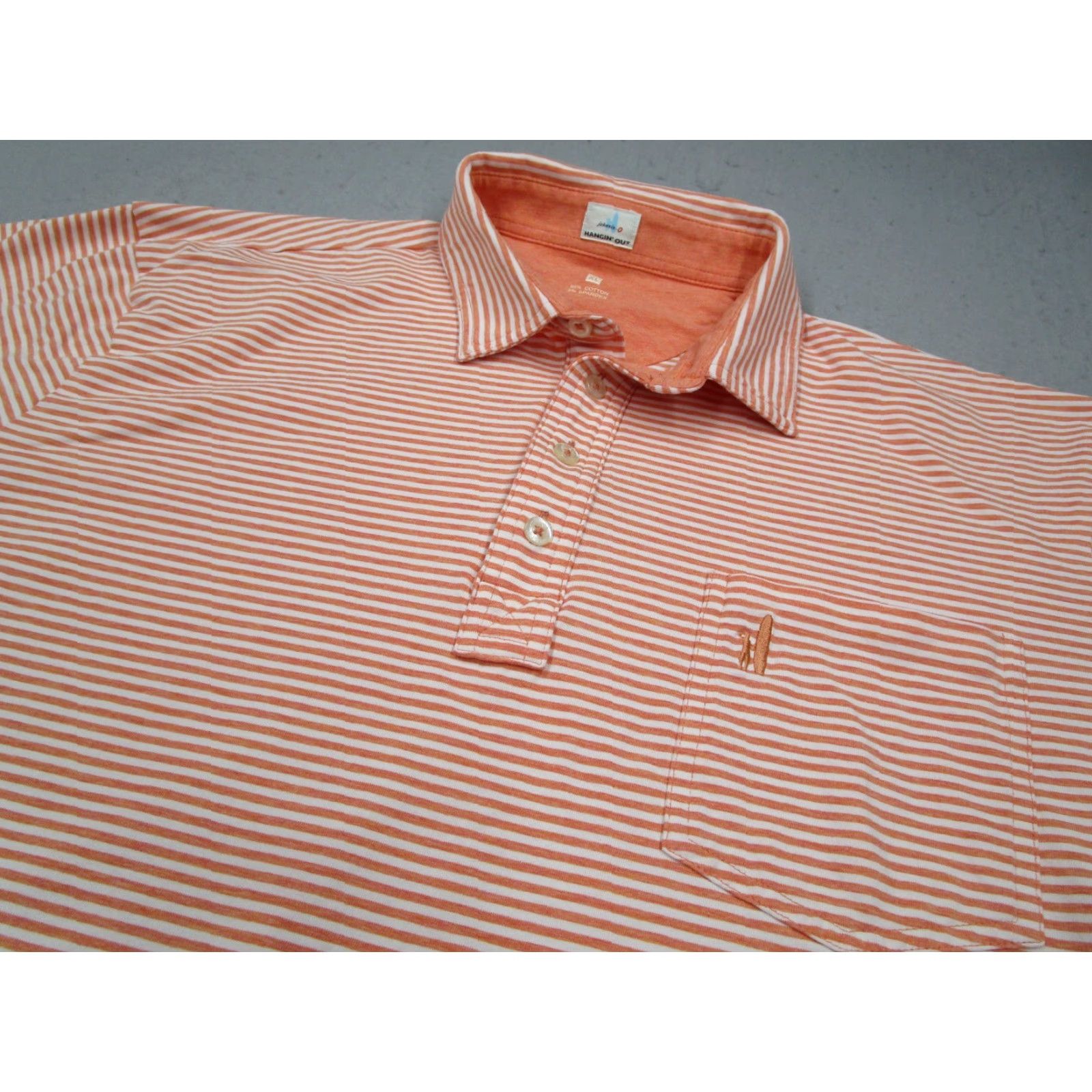 johnnie-O VINTAGE Johnnie O Polo Shirt Mens XL Orange Striped Golf Casual Sports Logo FOG Size US XL / EU 56 / 4 - 2 Thumbnail
