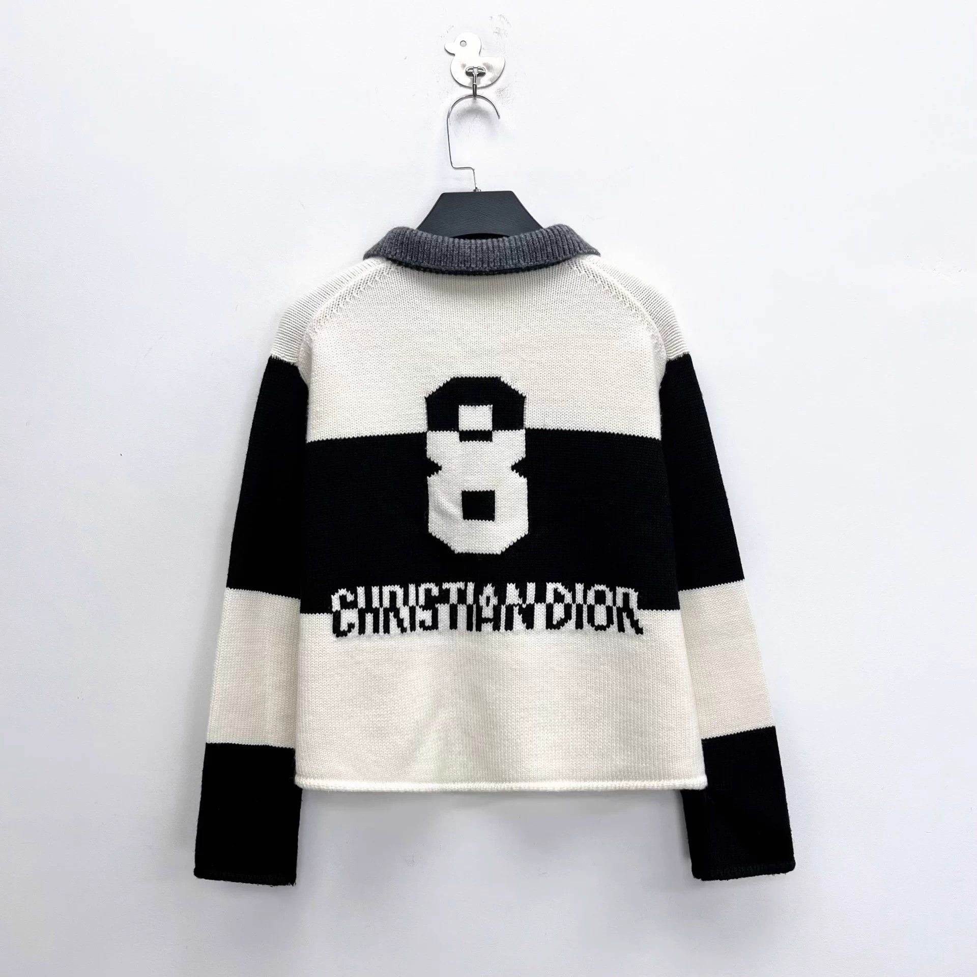 Dior Dior b&w stripe 8 intarsia Polo short 38 98new rare Size S / US 4 / IT 40 - 1 Thumbnail