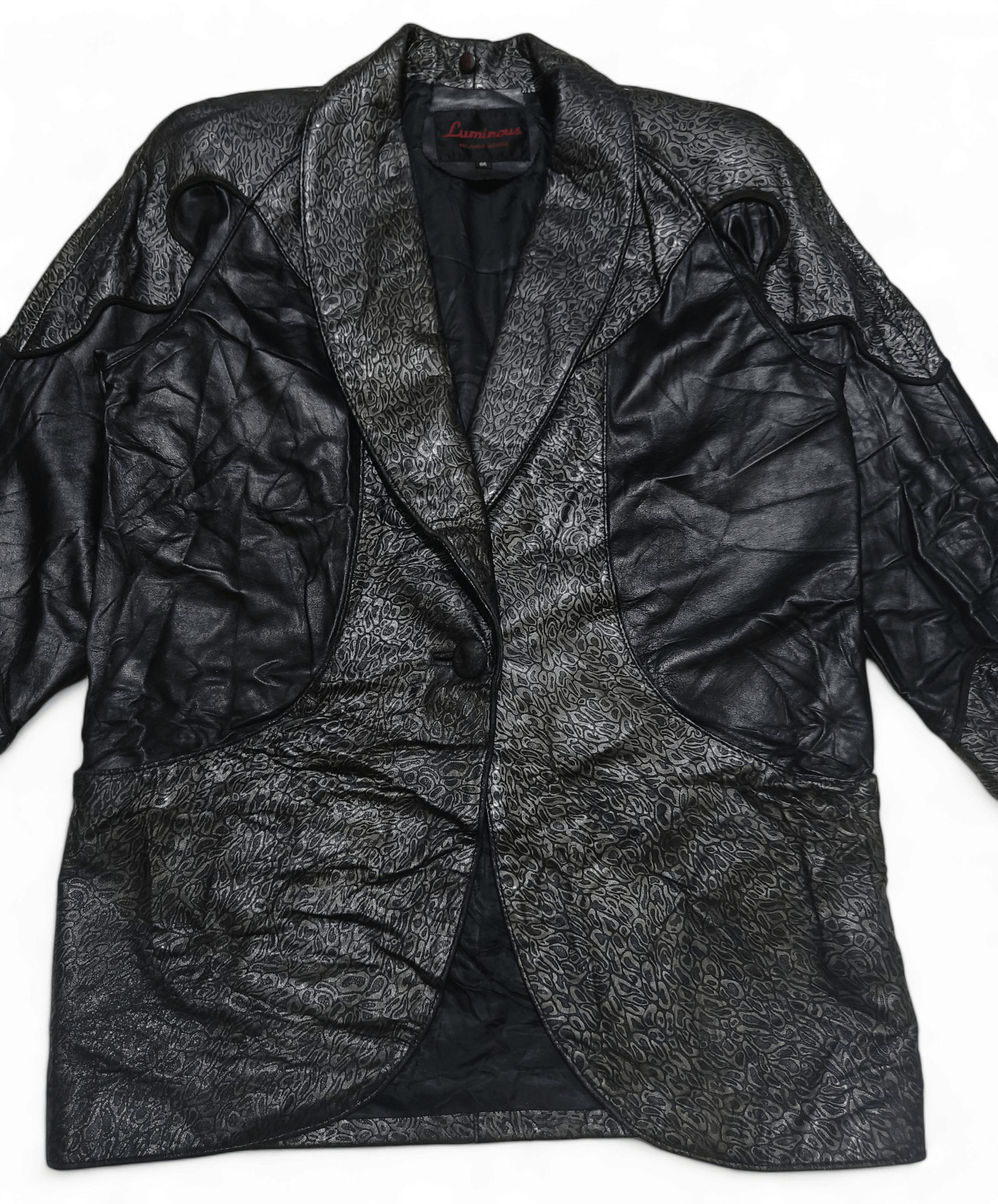 Other Vintage LUMINOUS Unique Design Motifs Leather Coat Jacket Size M / US 6-8 / IT 42-44 - 4 Thumbnail