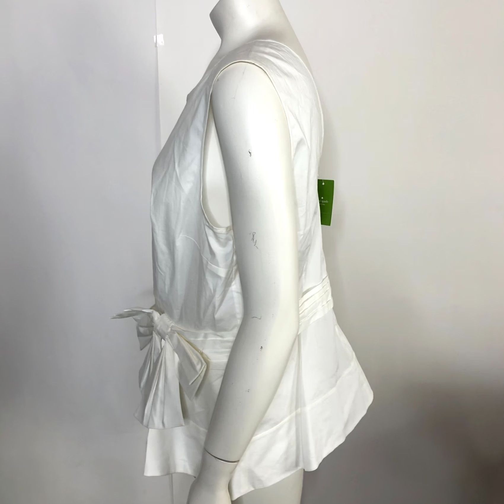 Vintage Kate Spade NEW White Blouse Top Pullover Bow Tie Peplum 16 Stained PLS READ Size L / US 10 / IT 46 - 2 Thumbnail