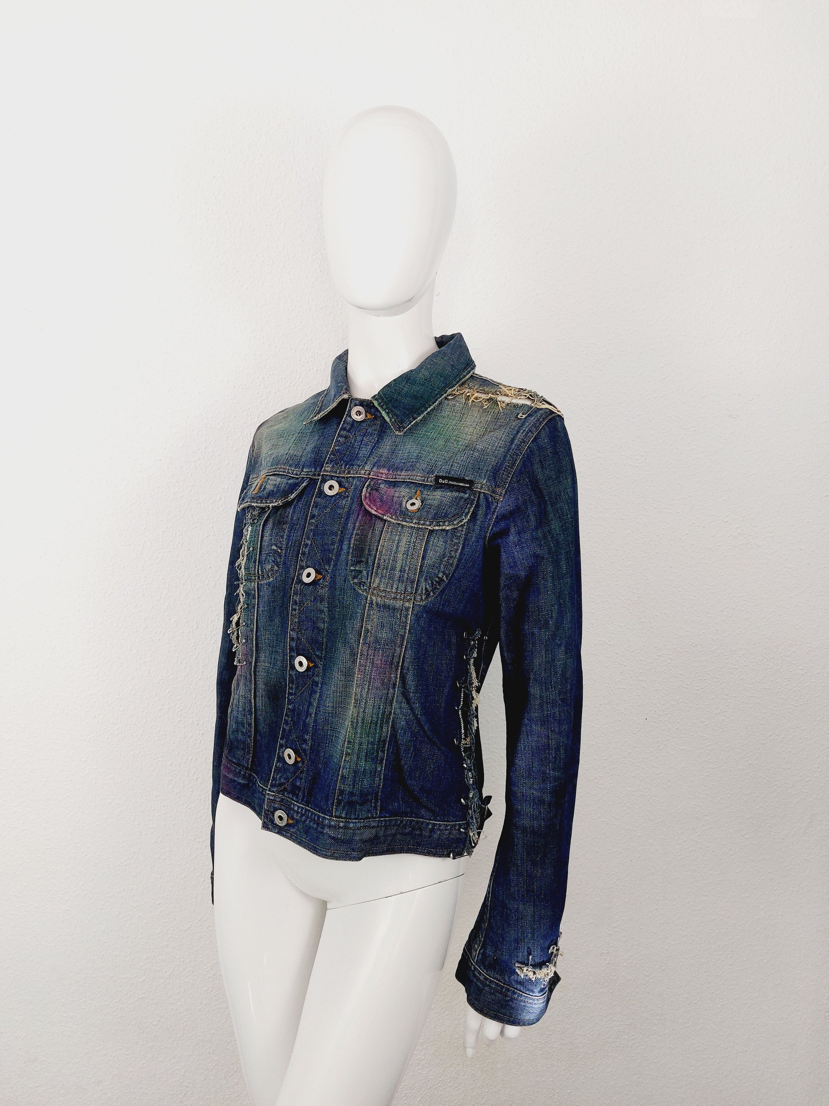 Dolce & Gabbana Dolce and Gabbana D&G SS2001 Spray Paint Safety Pin Jacket Size US XS / EU 42 / 0 - 4 Thumbnail