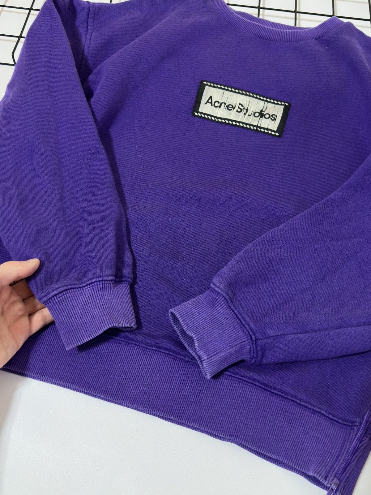 Acne Studios Distressed Logo Oversized Sweatshirt Purple