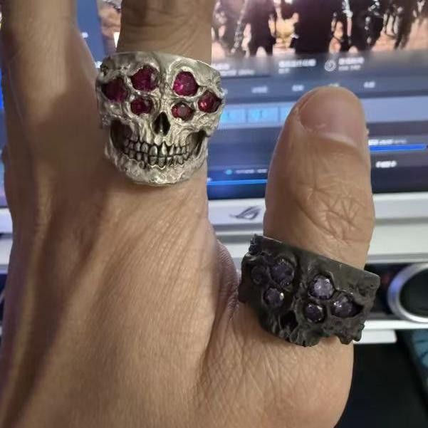 Avant Garde x Jewelry Skull New Trend Jewelry Rings Open Chrome Ring (Size 7-13) in Silver, Men's
