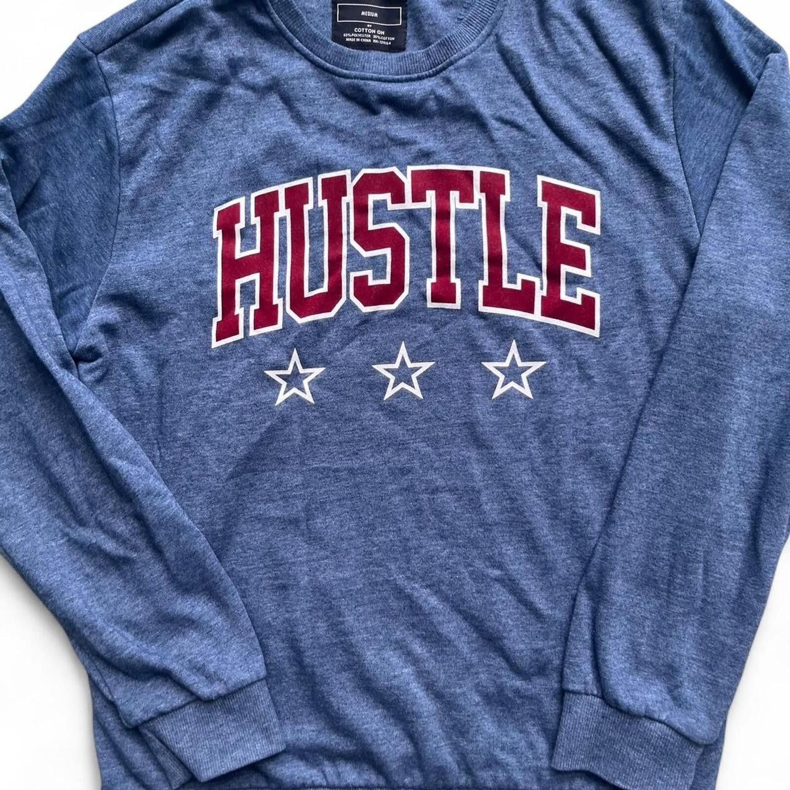 Cotton On Cotton On Blue Hustle Grunge Medium Crewneck Sweatshirt Size US M / EU 48-50 / 2 - 1 Thumbnail