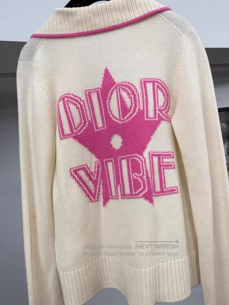 Dior Dior White and pink letter cashmere sweater Size XS / US 0-2 / IT 36-38 - 3 Thumbnail