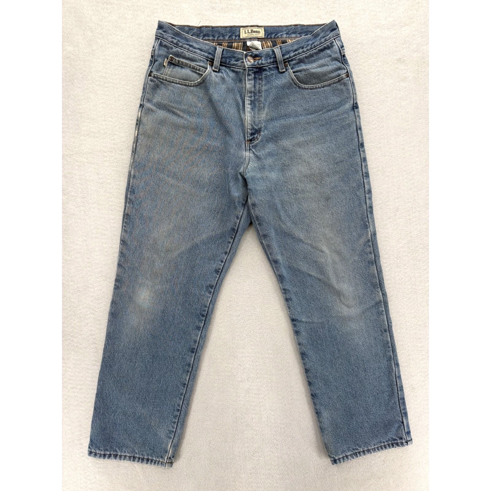 Vintage VINTAGE L.L. Bean Classic Fit Jeans Mens 34x29 Blue Medium Wash Denim Flannel Lined Work Size US 34 / EU 50 - 2 Thumbnail