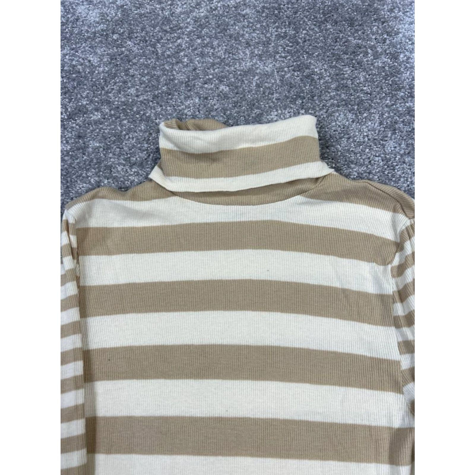 Madewell Madewell Sweater Womens S Knit Striped Brown Cotton Blend Turtleneck Pullover Winter Casual Top Size S / US 4 / IT 40 - 2 Thumbnail