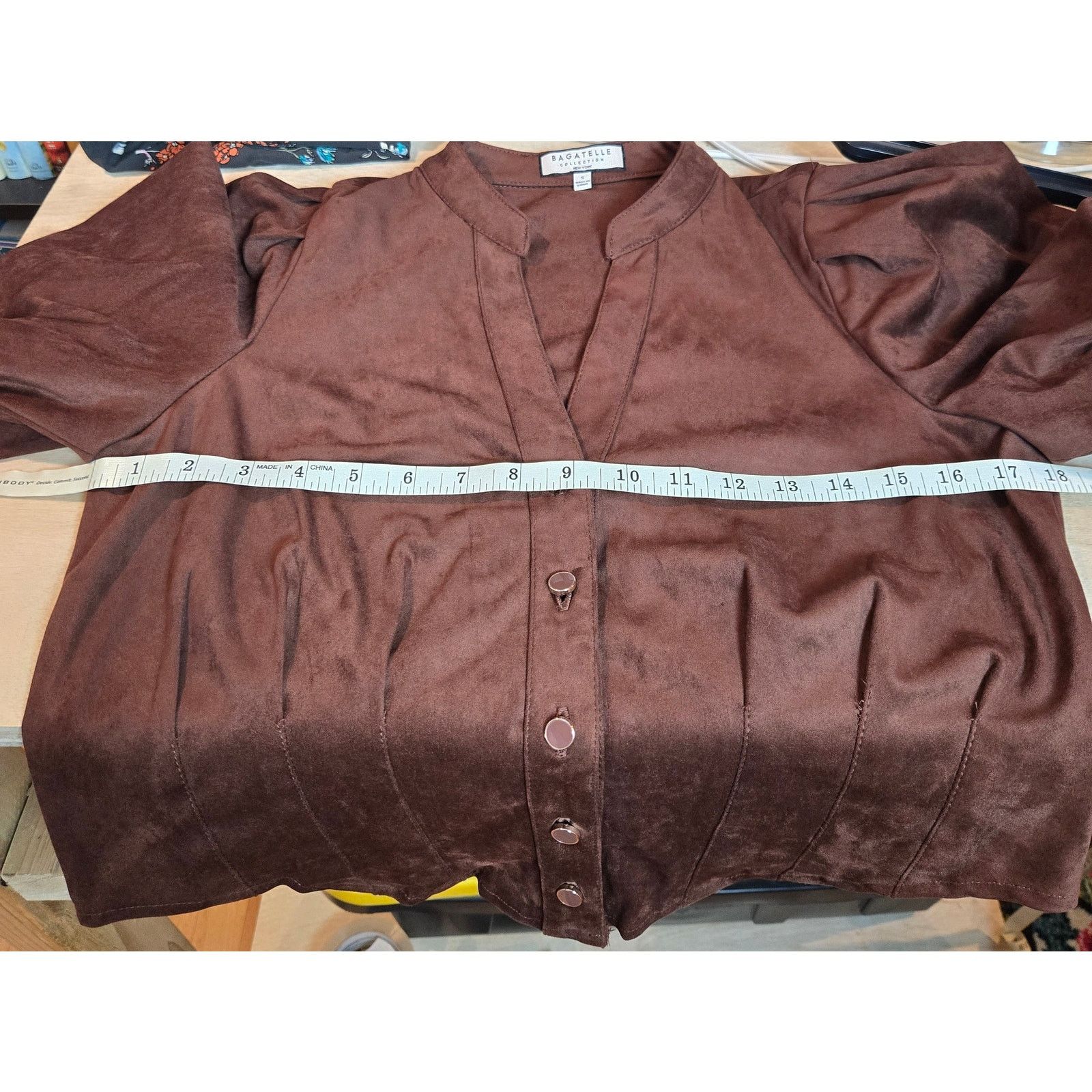 Other Bagatelle faux suede shirt sz S puff sleeves chocolate brown Size S / US 4 / IT 40 - 6 Thumbnail